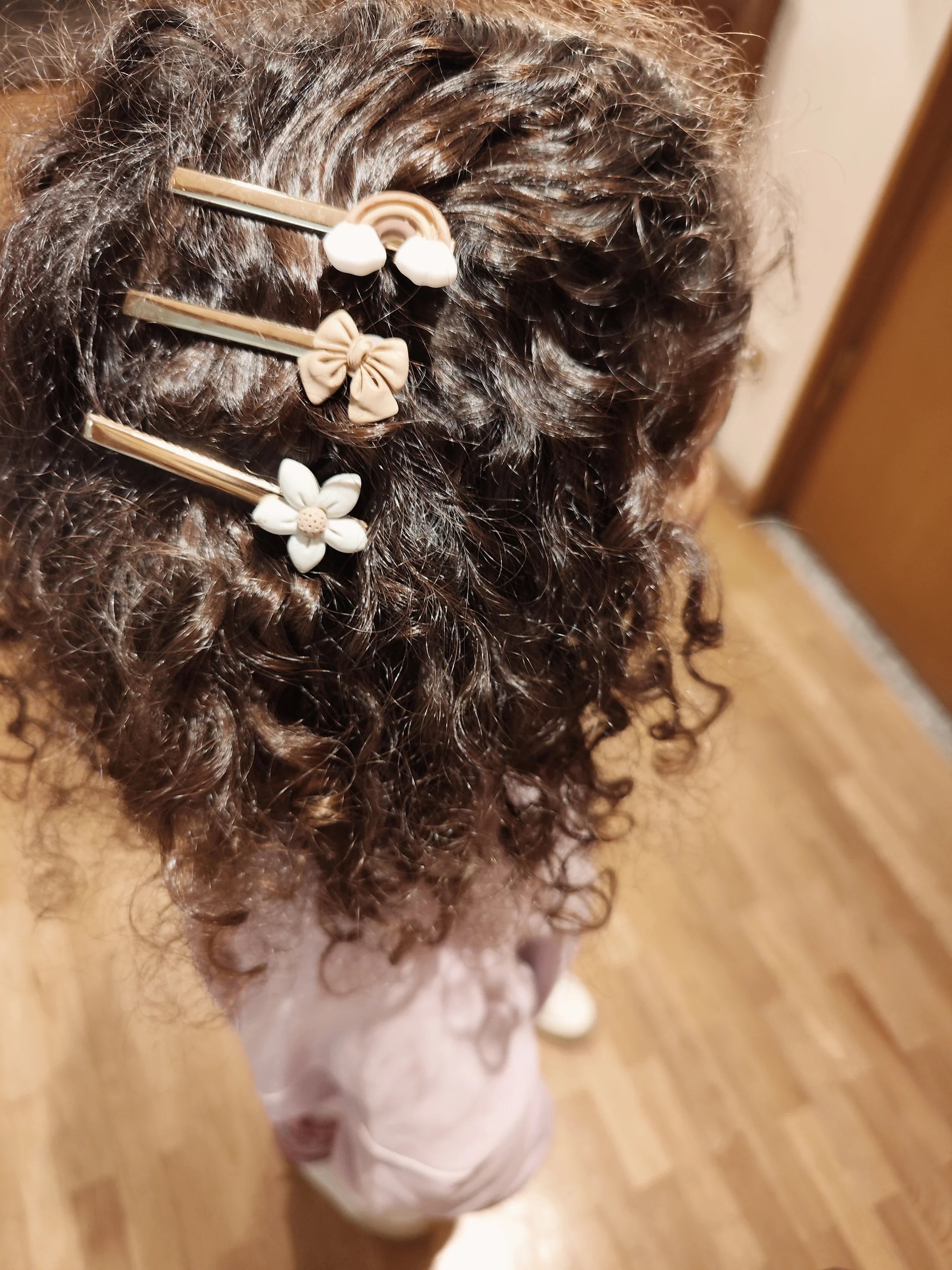 Pack 3 Hair Clips - Bow + candy + rainbow