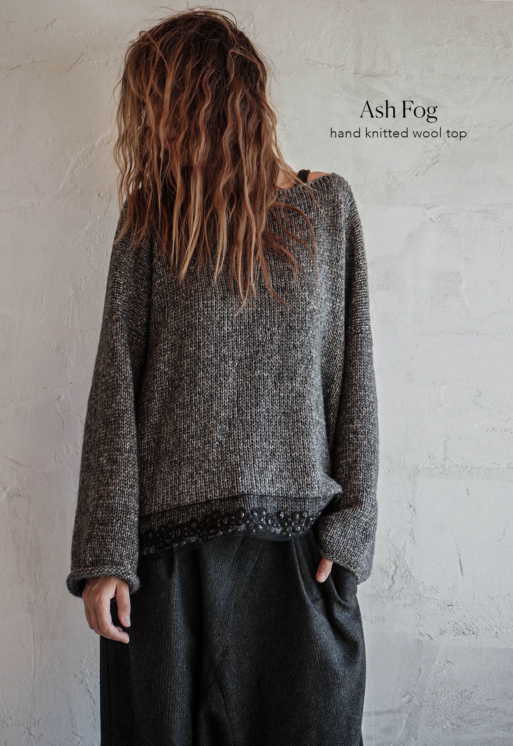 Ash Fog Hand knitted wool top