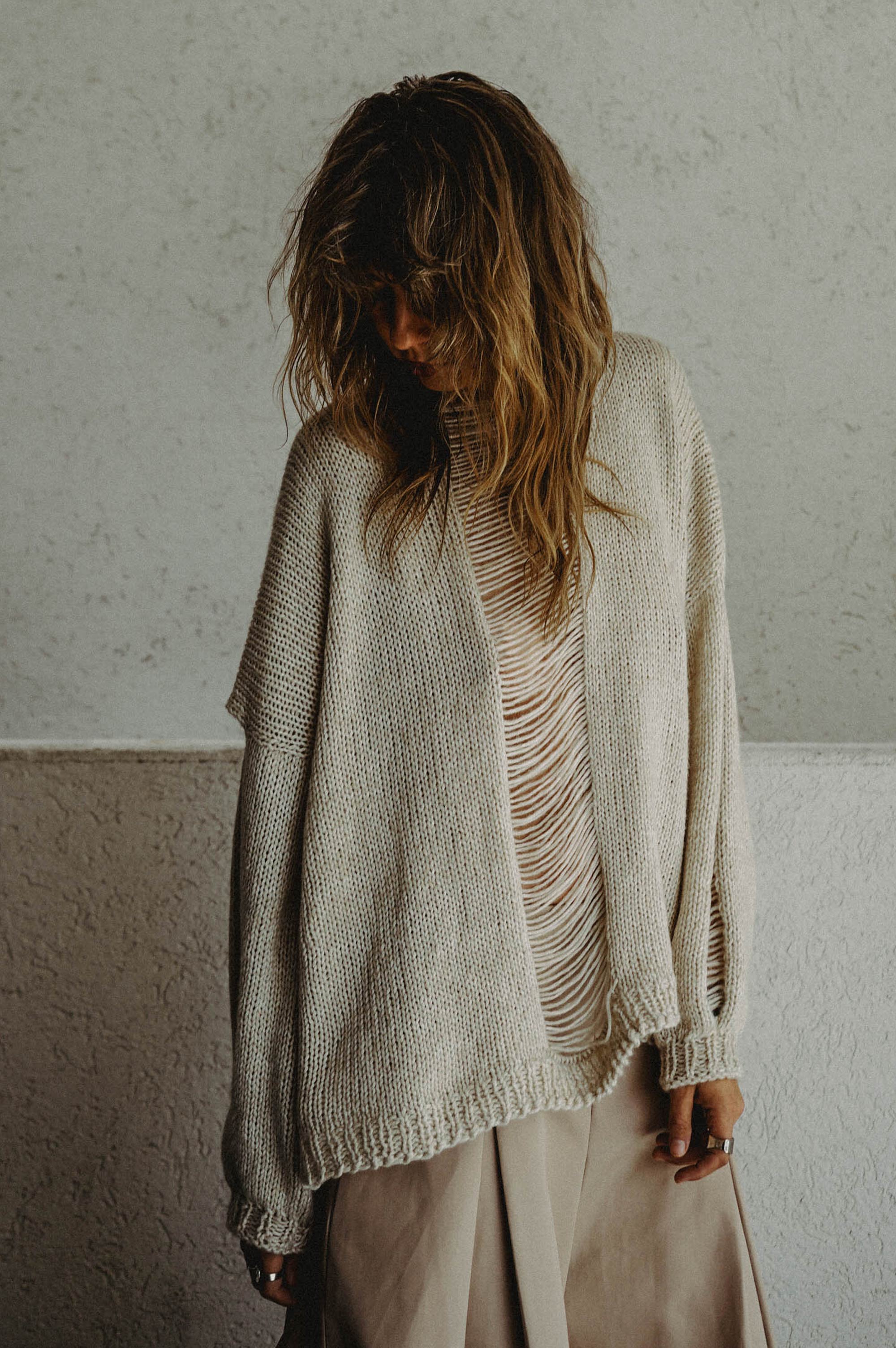 Horizontal O Hand Knitted Top