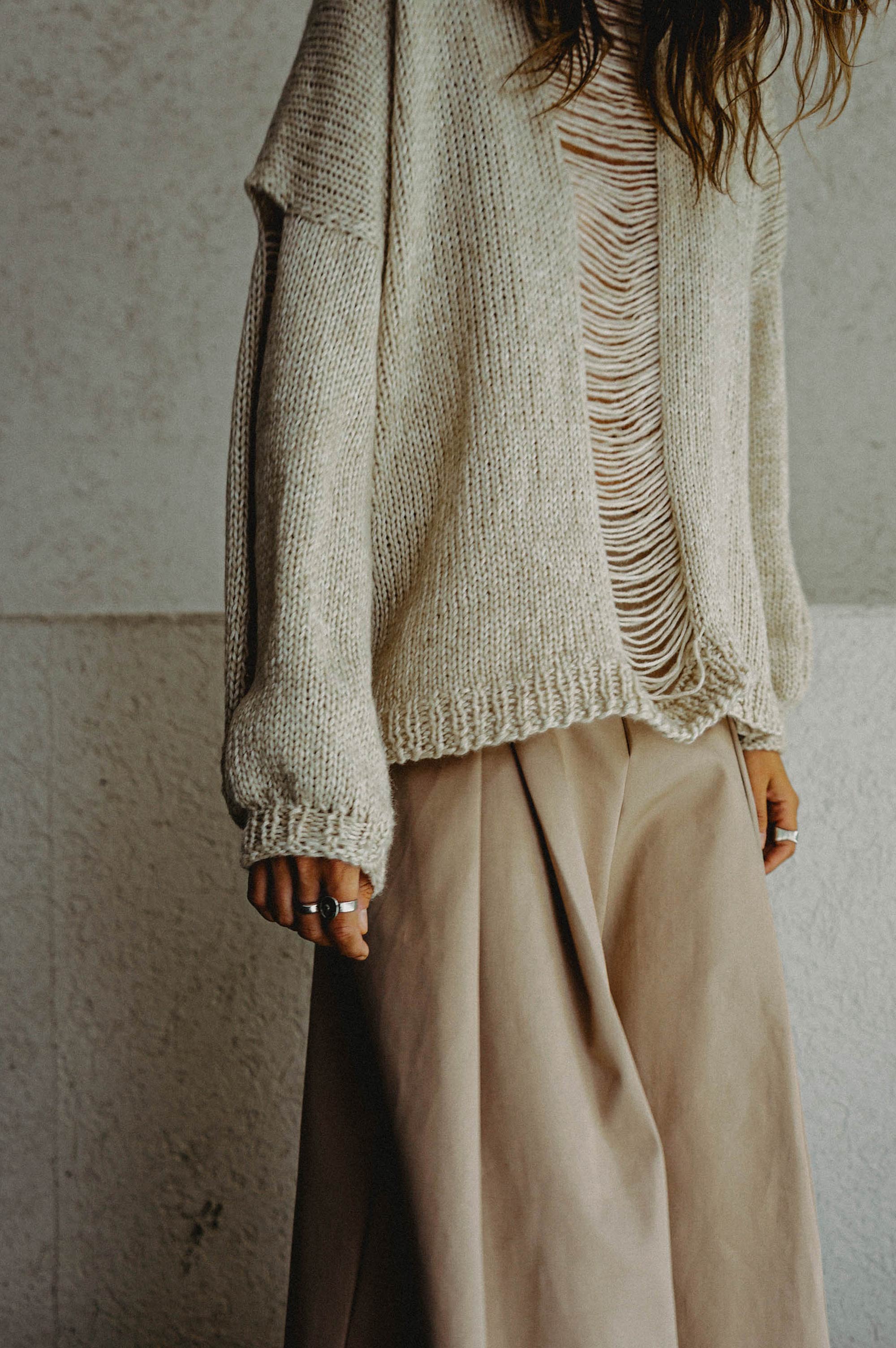 Horizontal O Hand Knitted Top