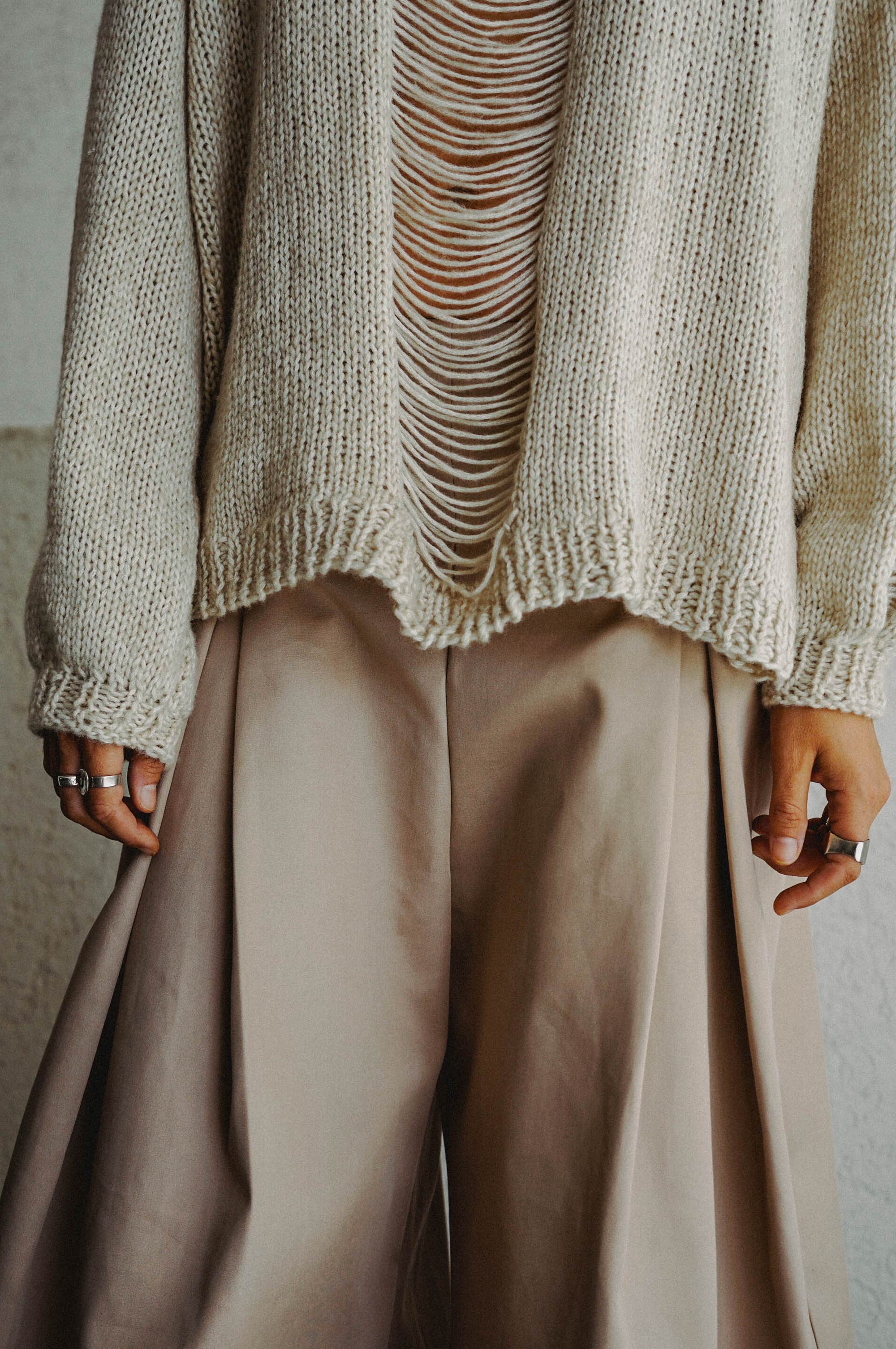 Horizontal O Hand Knitted Top