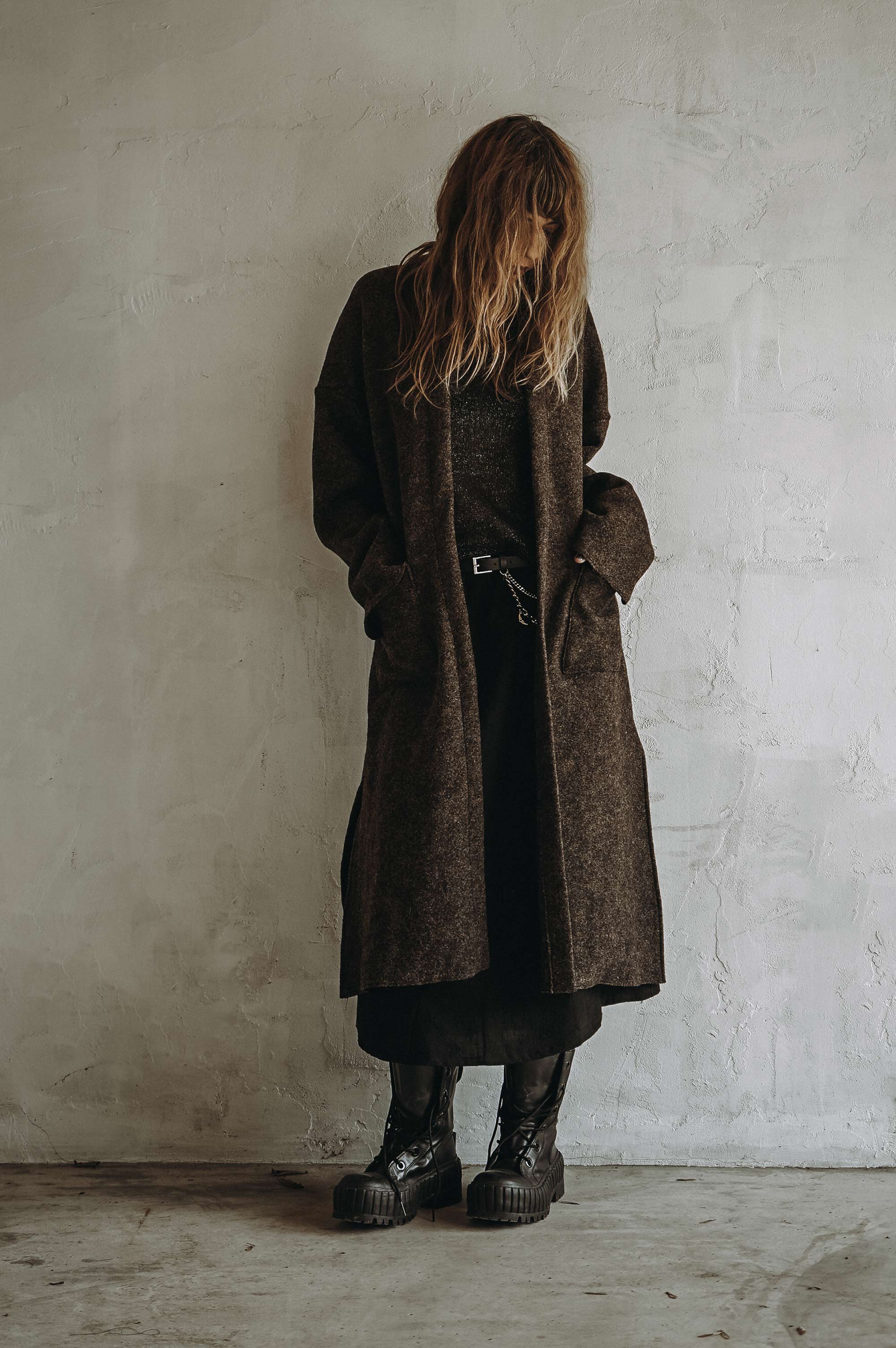 BOILED WOOL TRENCH (BROWN)
