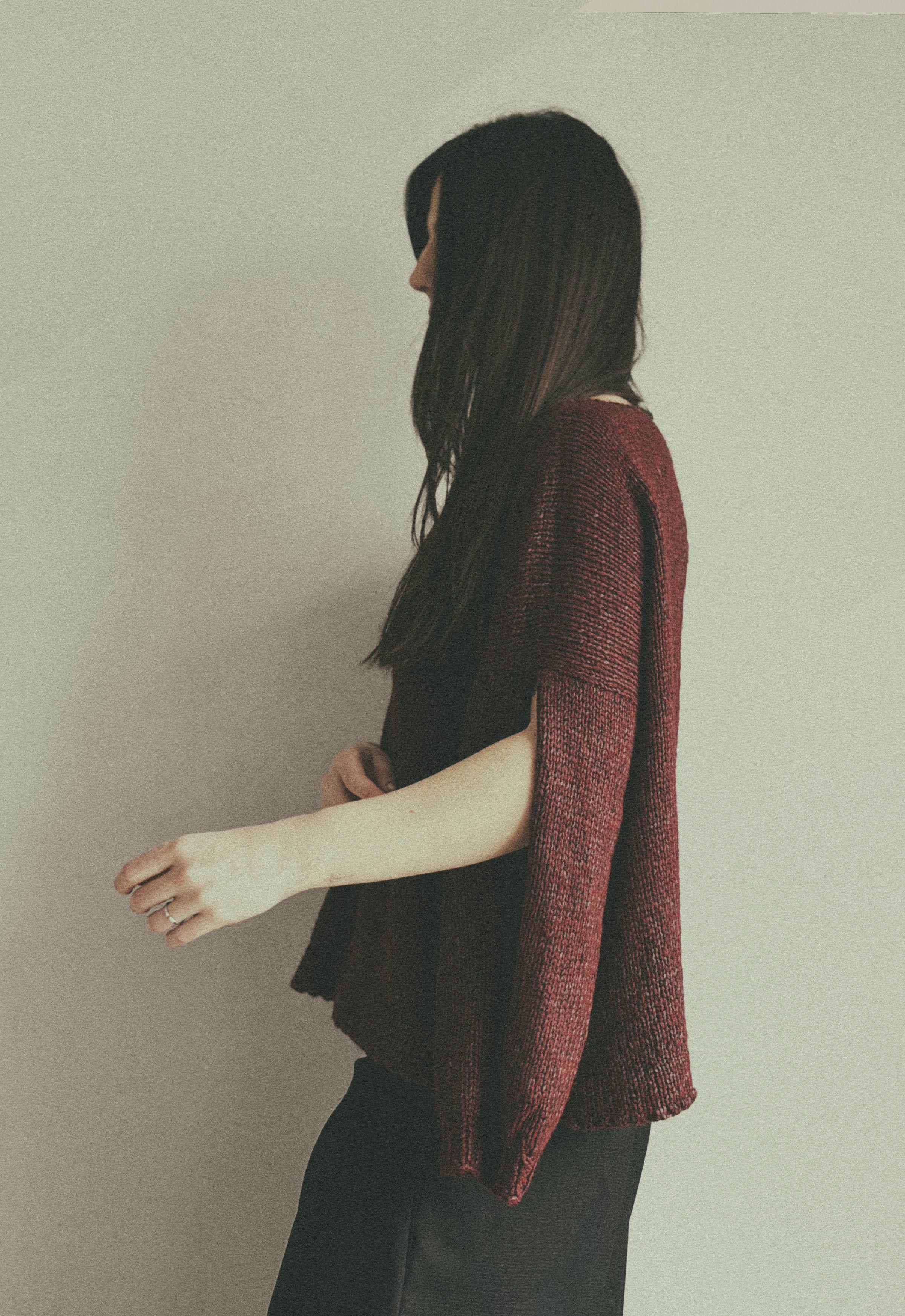 The slashback hand knitted wool top