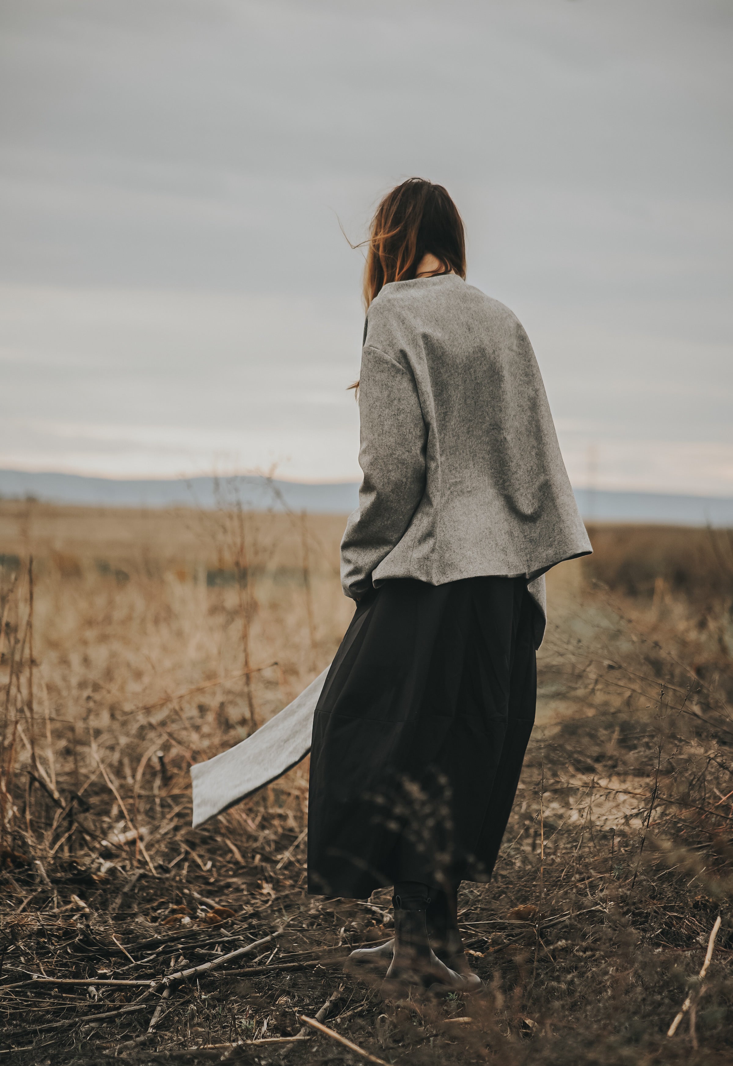 ECHO OF WOOL SCARF JACKET