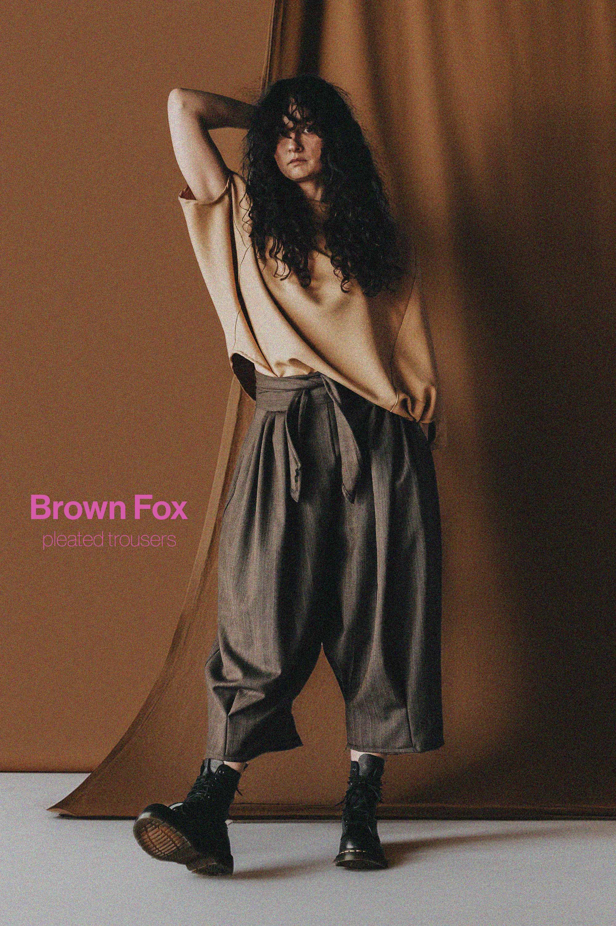 Brown Fox Pleated Trousers