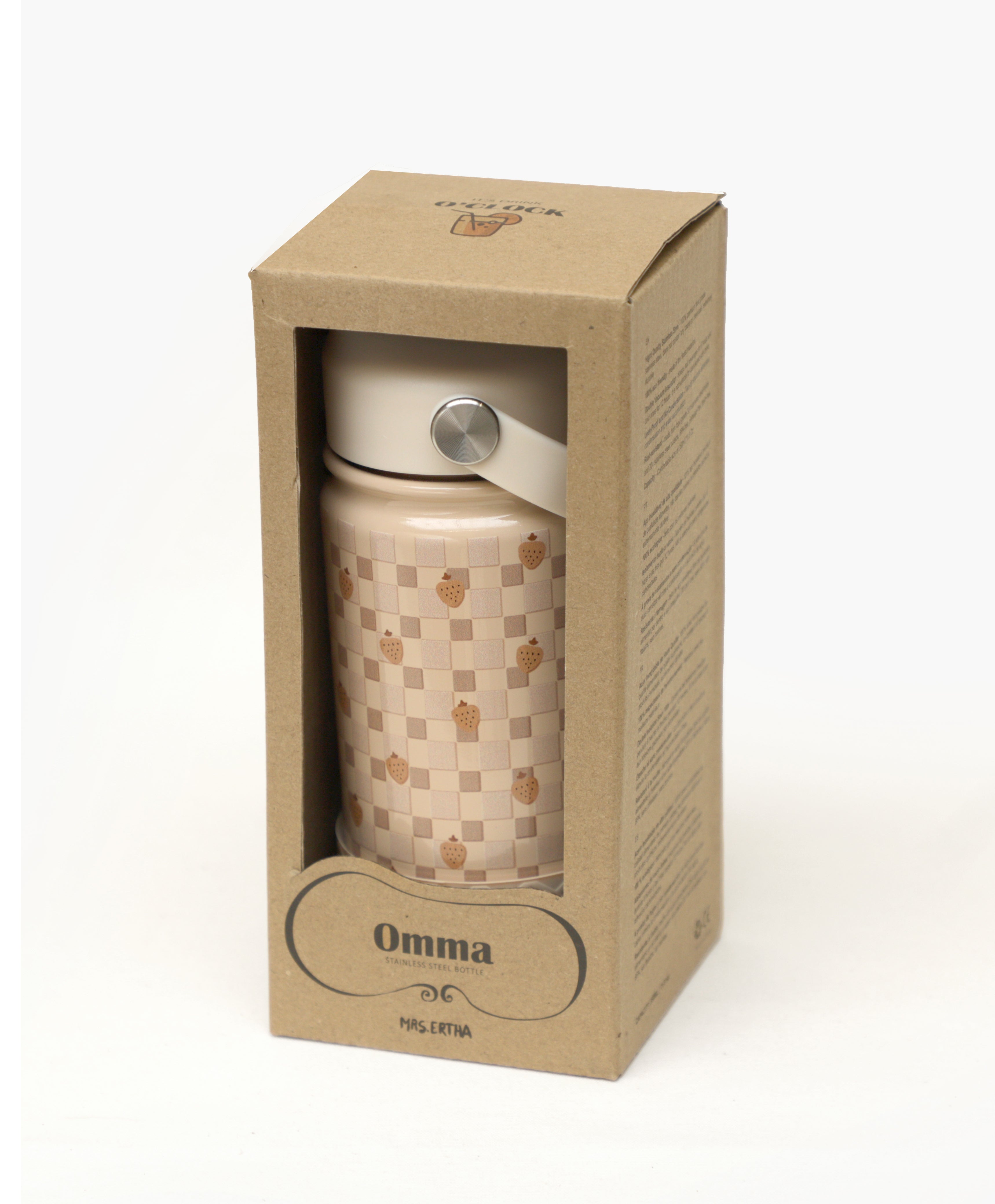 Water Bottle - Stainless steel - Cute Strawberries