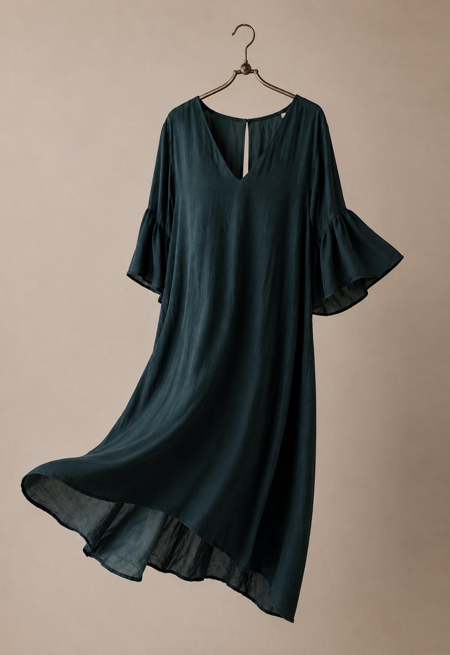 Deep Moss Silk Dress