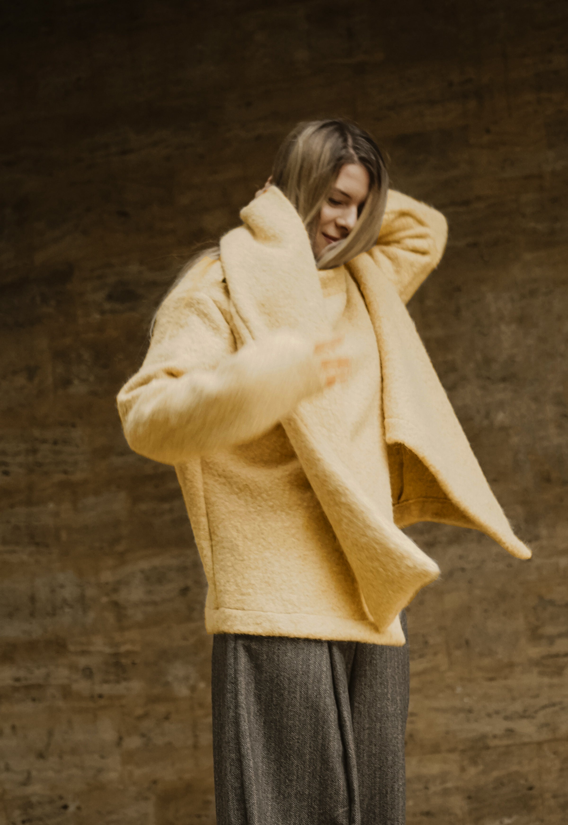 BOILED WOOL SCARF JACKET