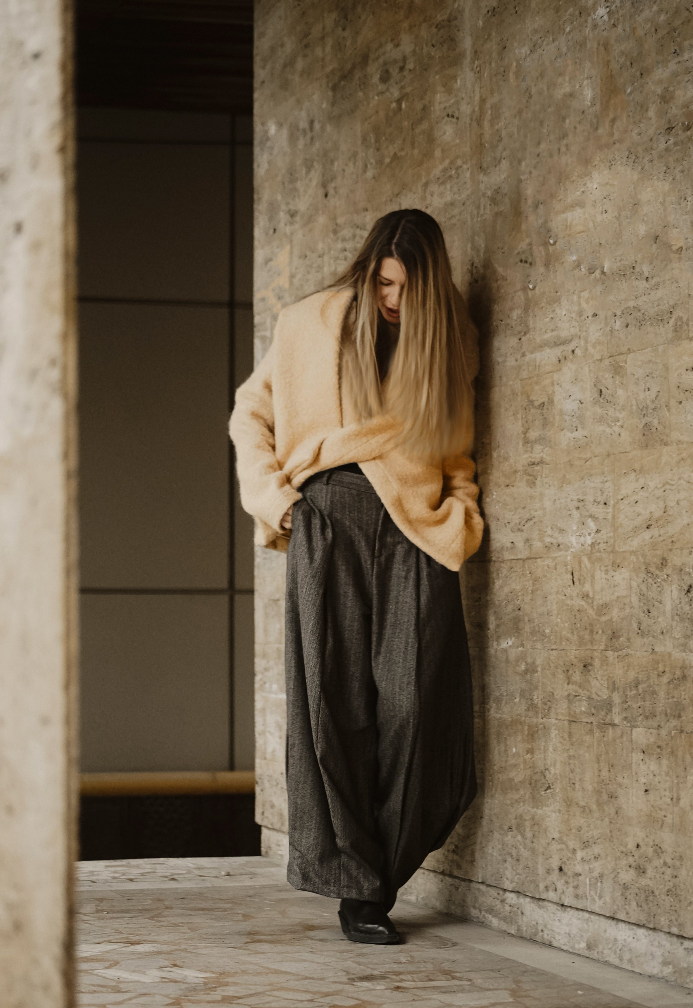 BOILED WOOL SCARF JACKET