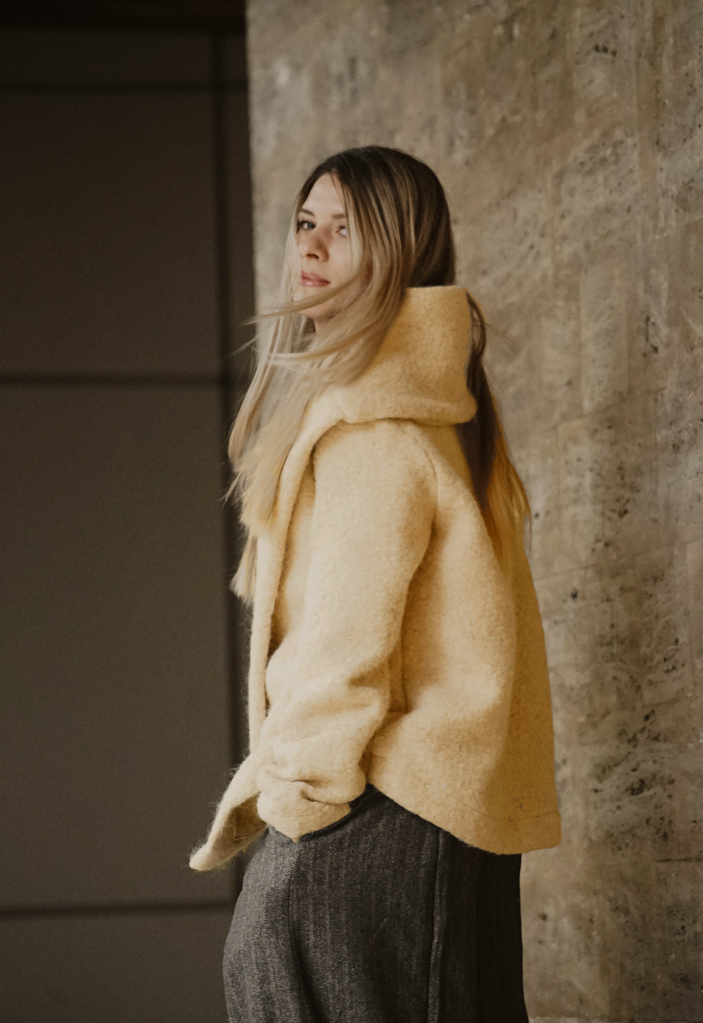 BOILED WOOL SCARF JACKET