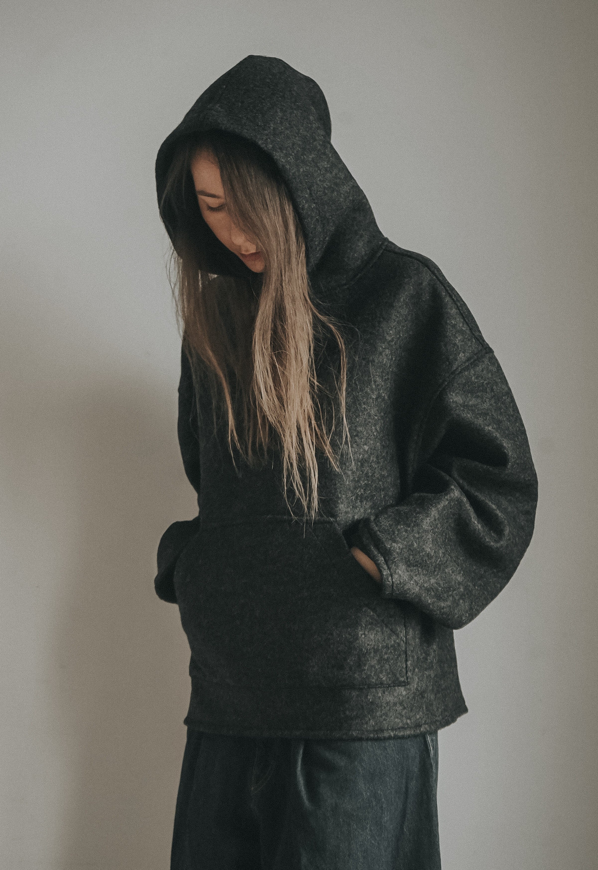BOILED WOOL HOODIE