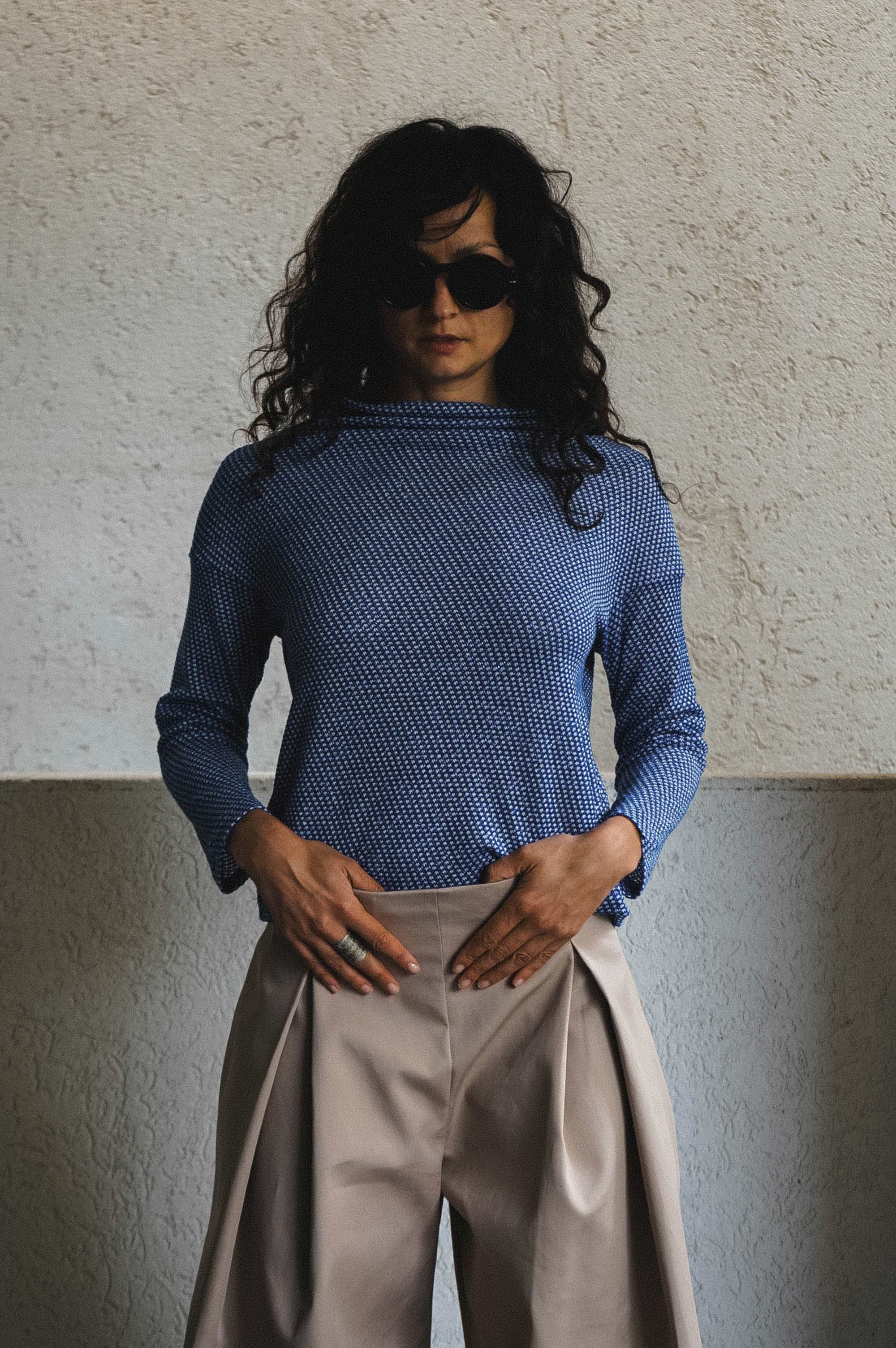 Koya Blues Afro Cotton Mock Neck Top