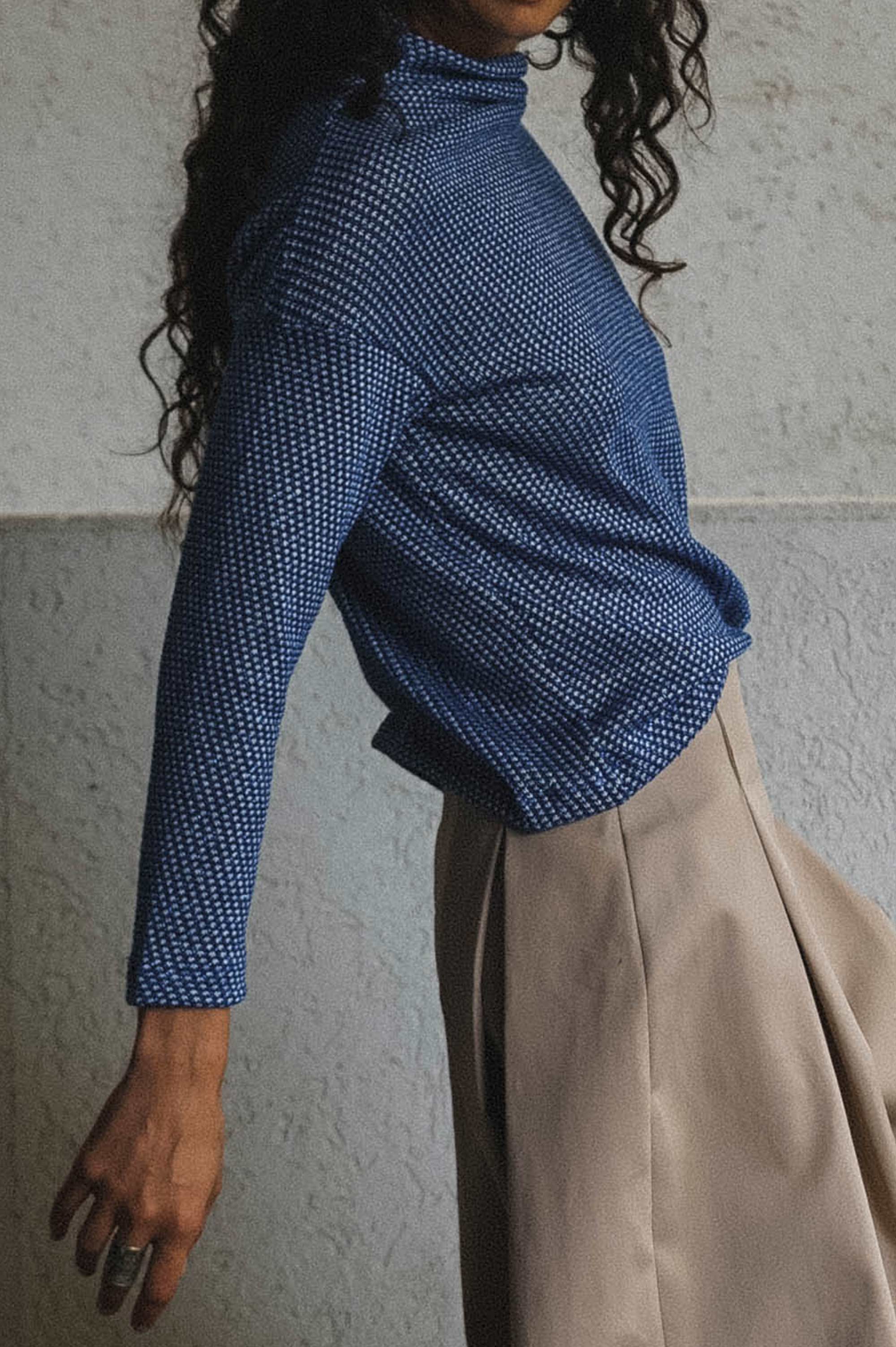 Koya Blues Afro Cotton Mock Neck Top