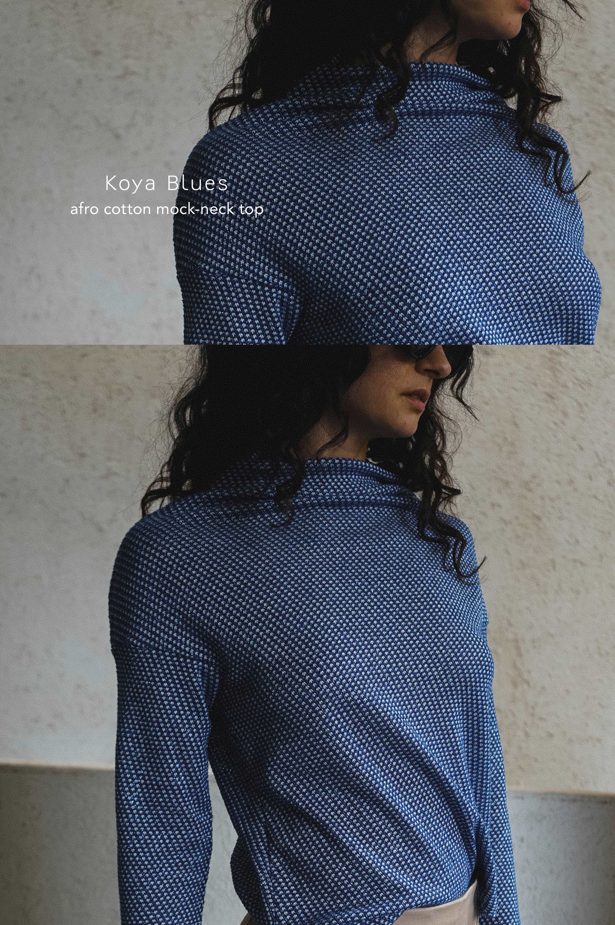 Koya Blues Afro Cotton Mock Neck Top