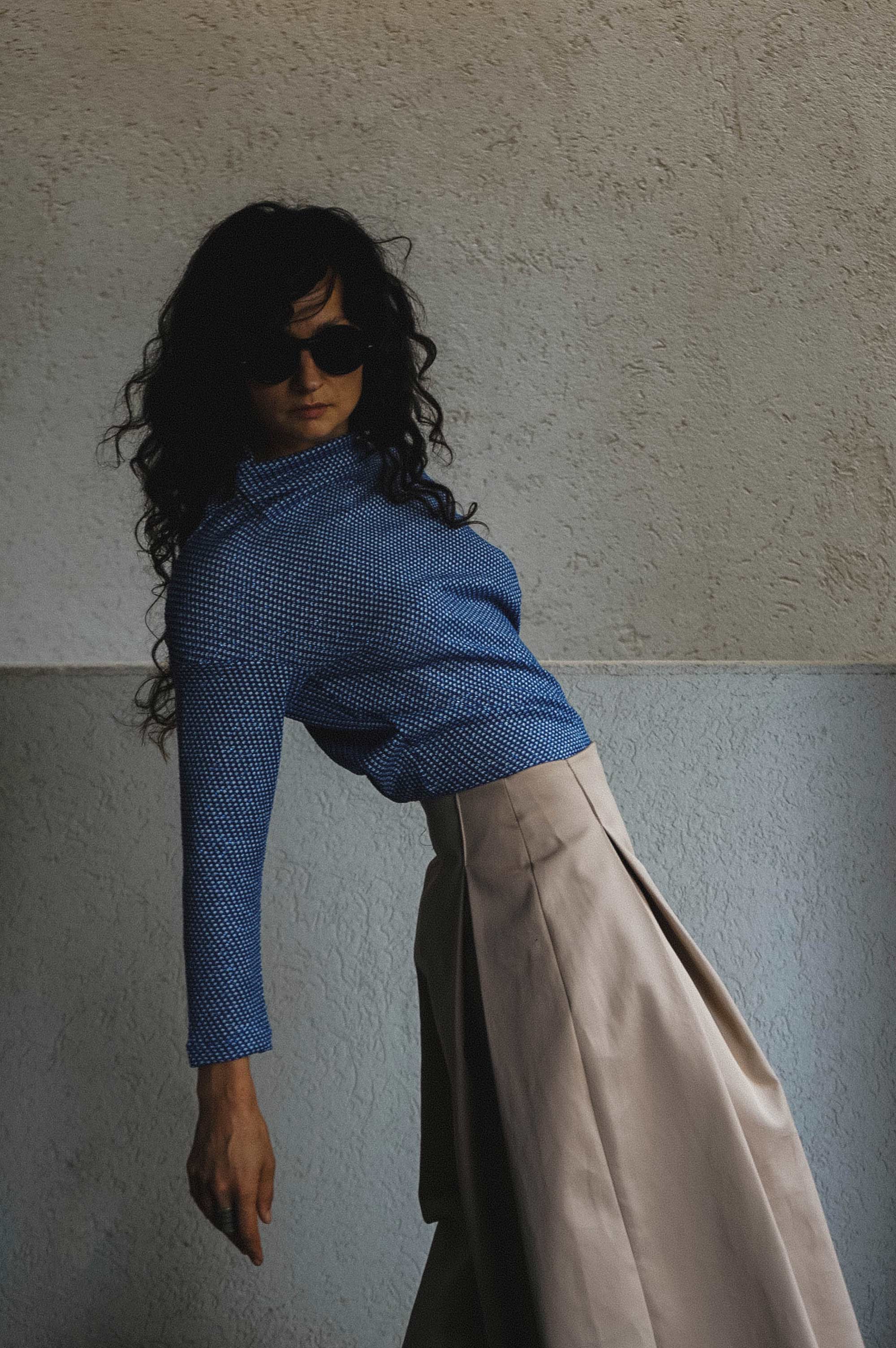 Koya Blues Afro Cotton Mock Neck Top