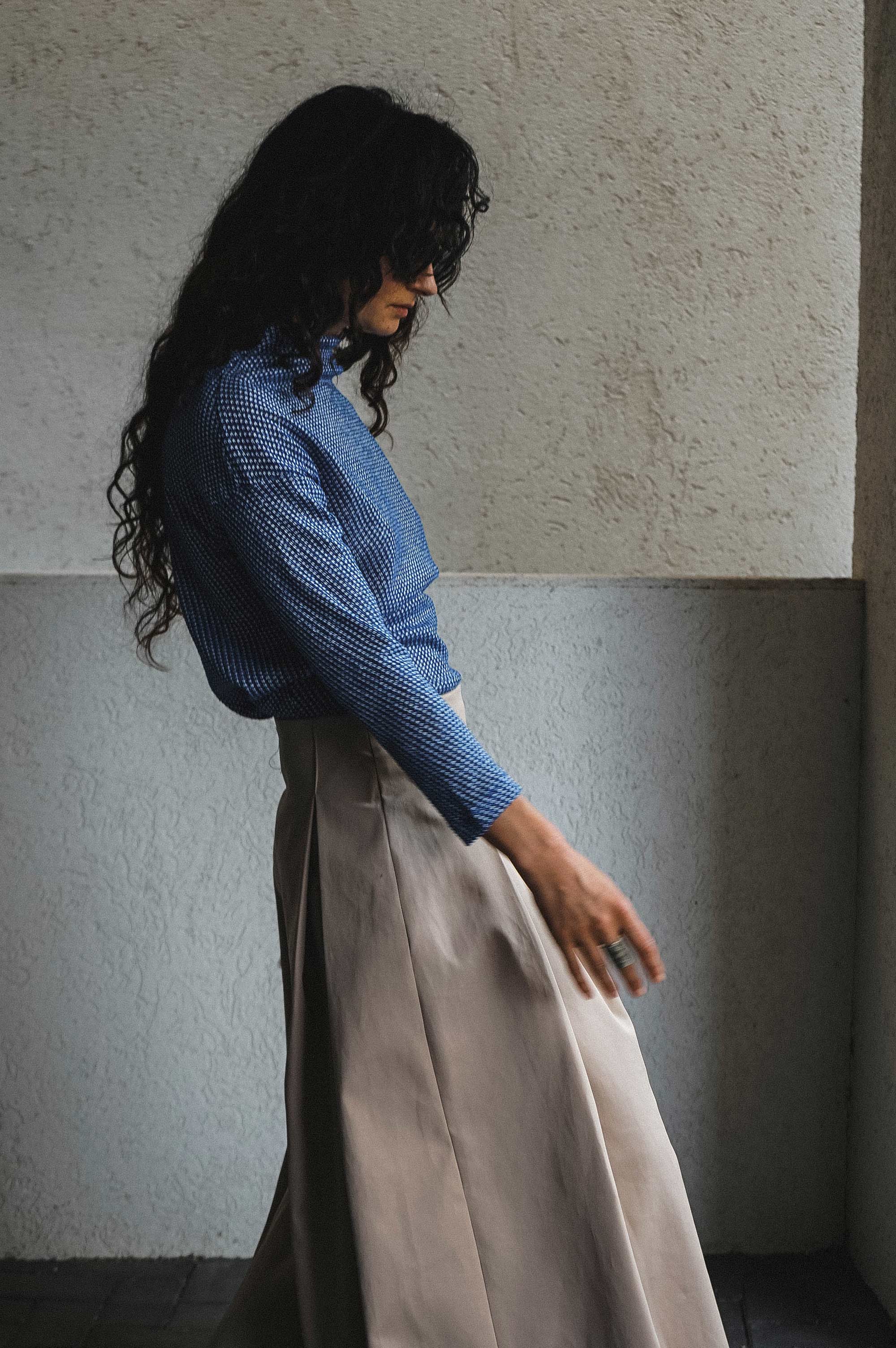 Koya Blues Afro Cotton Mock Neck Top
