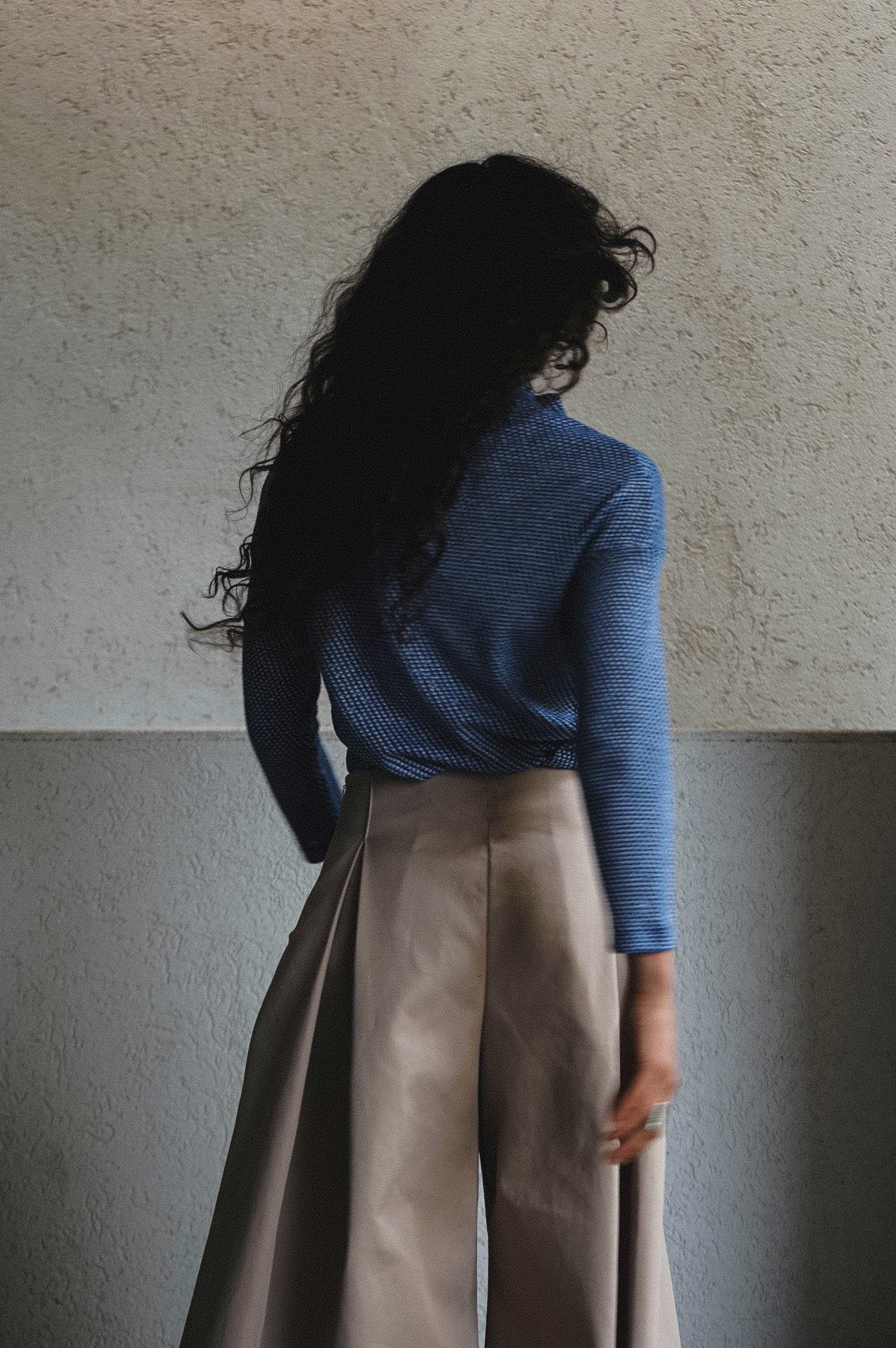 Koya Blues Afro Cotton Mock Neck Top