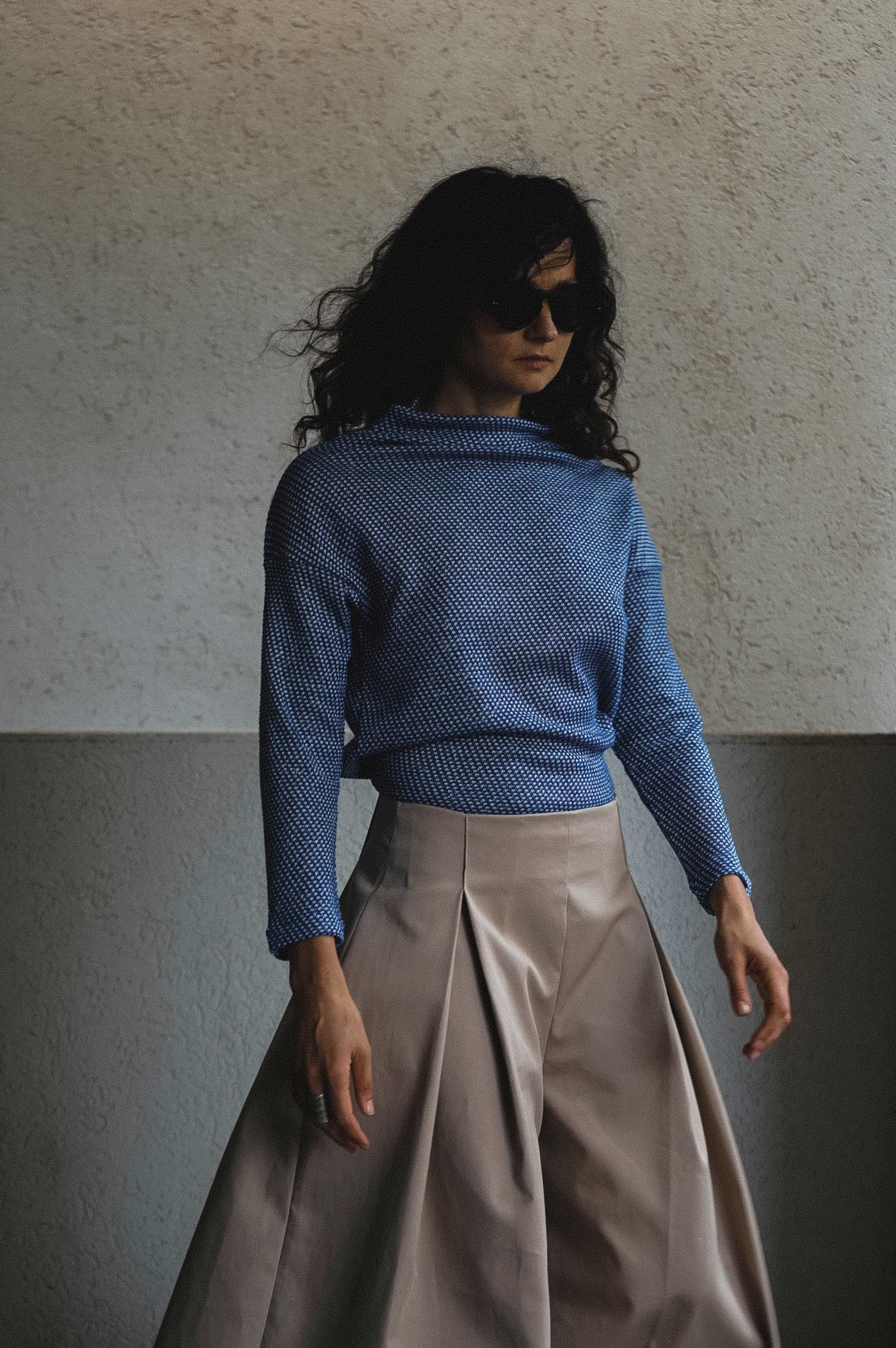 Koya Blues Afro Cotton Mock Neck Top