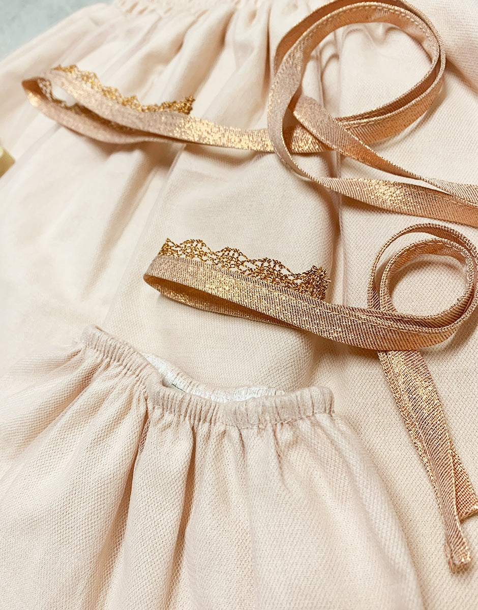 “Little Fairy” child/doll skirt duo with petal tutus
