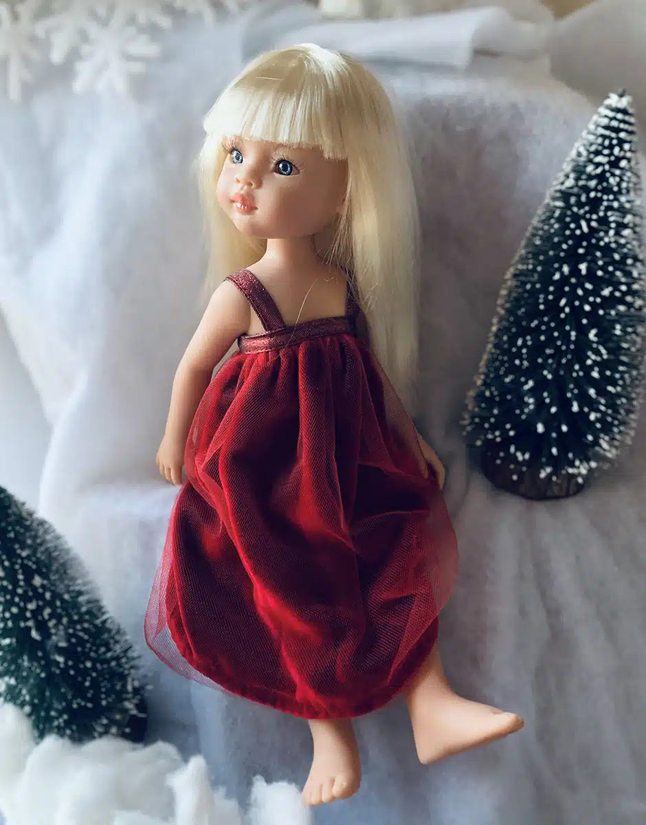 Mei and her Carmine silk velvet fairy dress