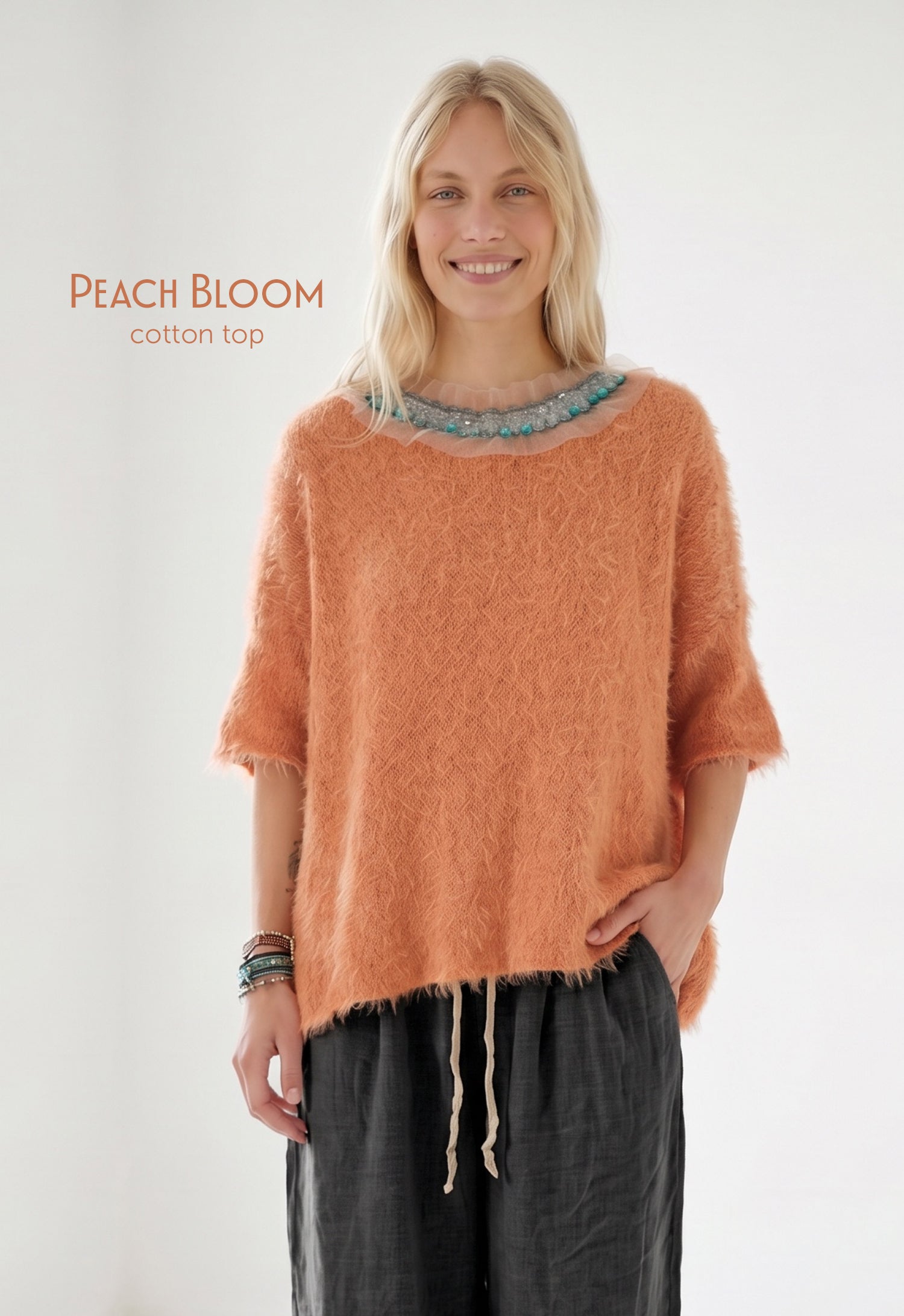 Peach Bloom Hand Knitted Top