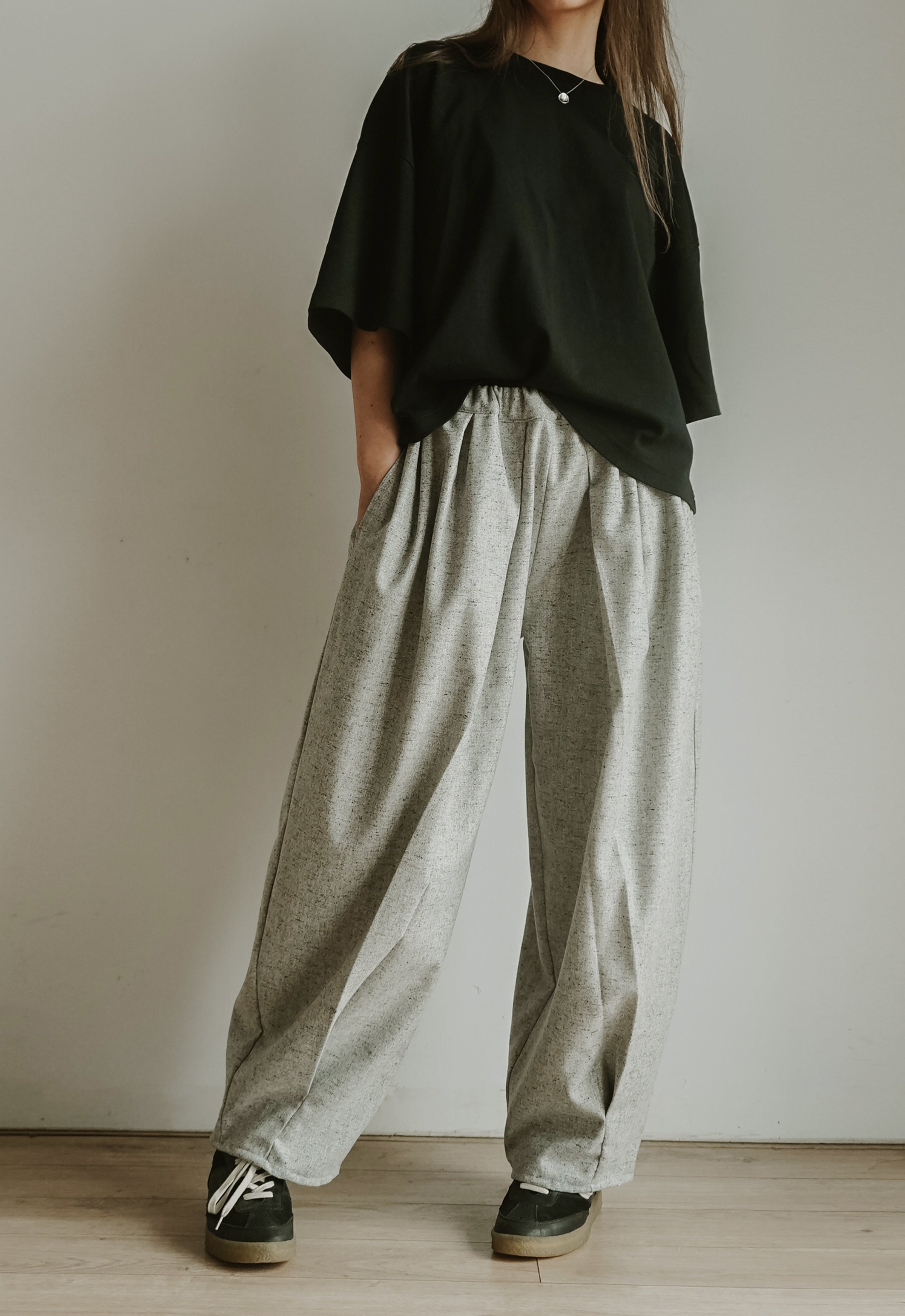 Pleated wool trousers