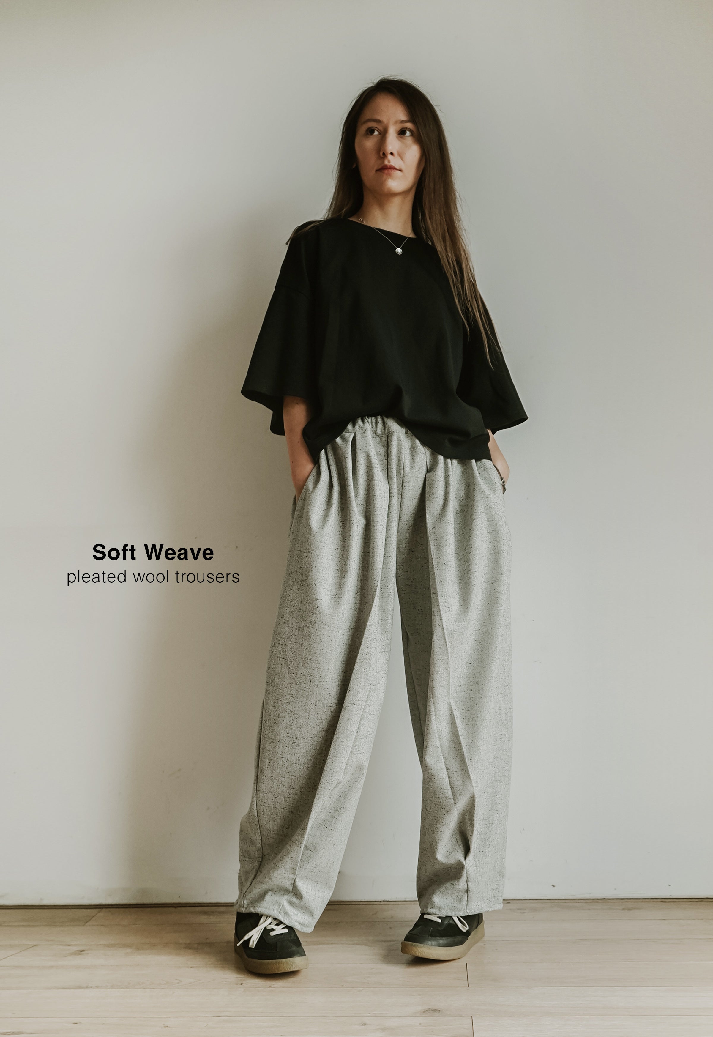 Pleated wool trousers