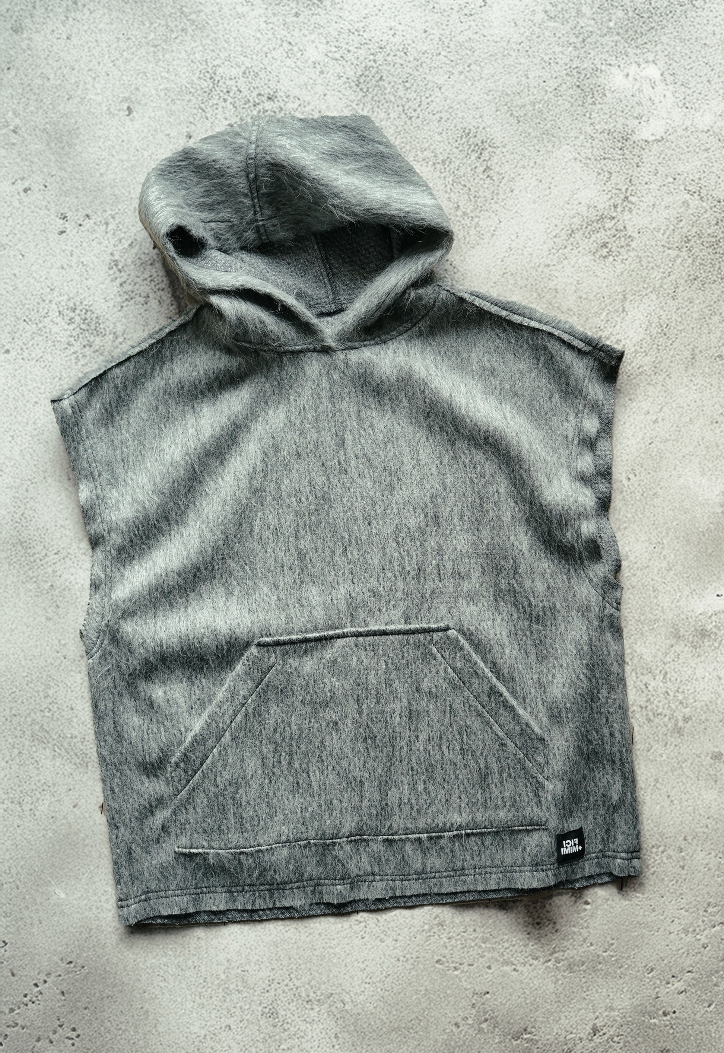 Sleeveless Wool Hoodie Vest — Storm Grey