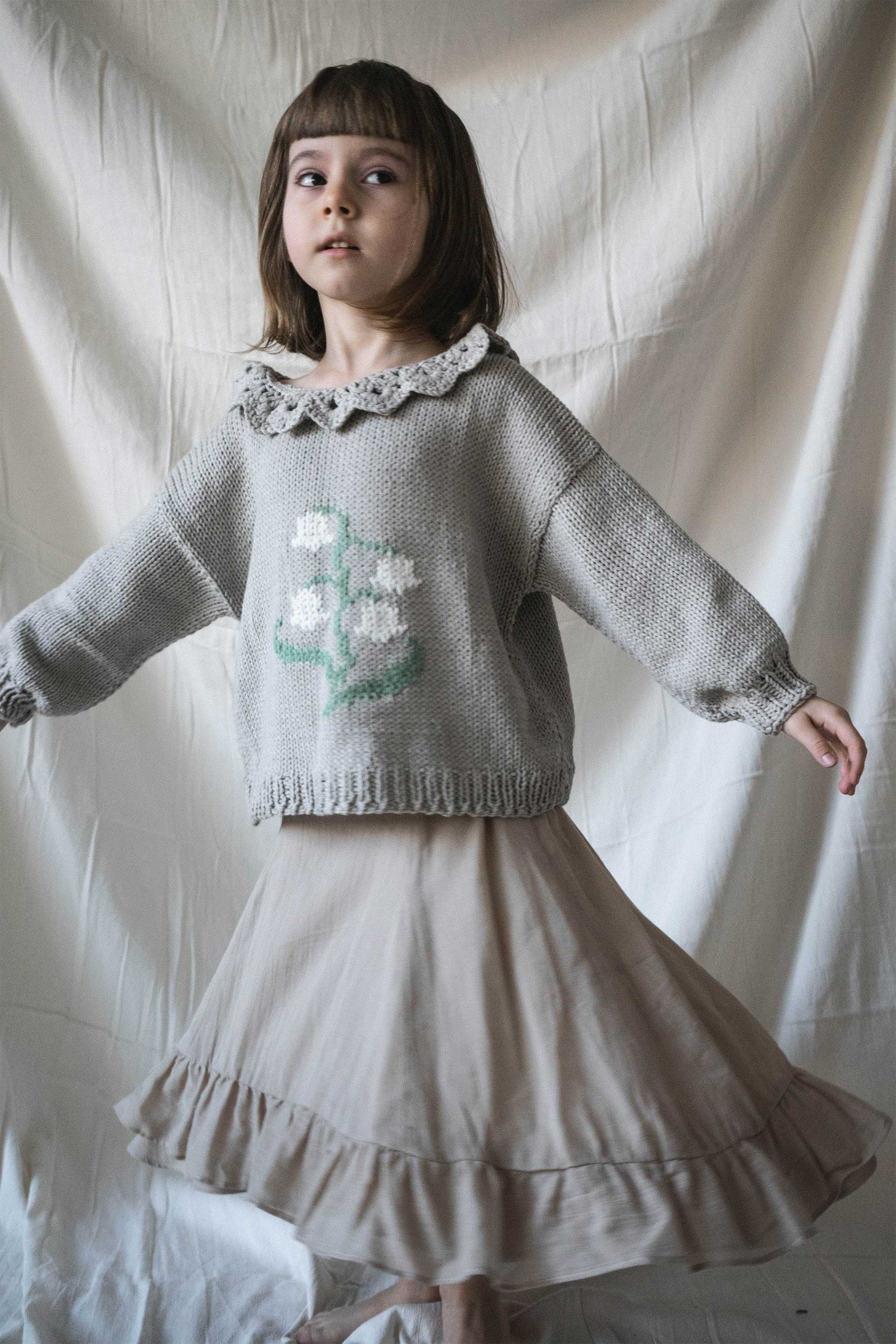 Spring blues hand knitted sweater