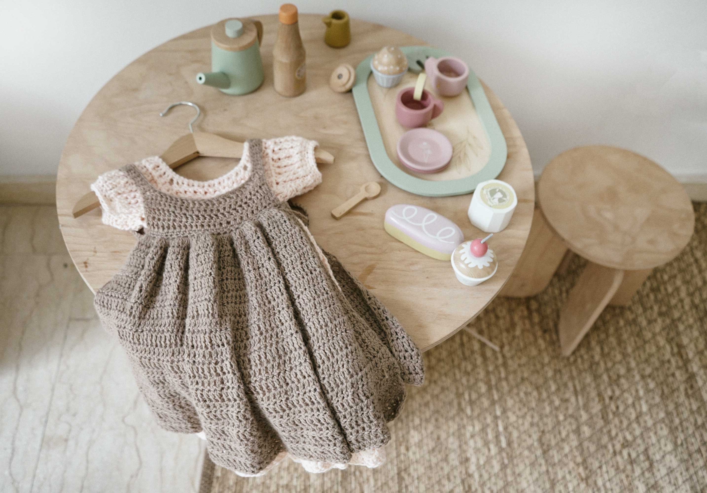 Hand crochet dress & apron