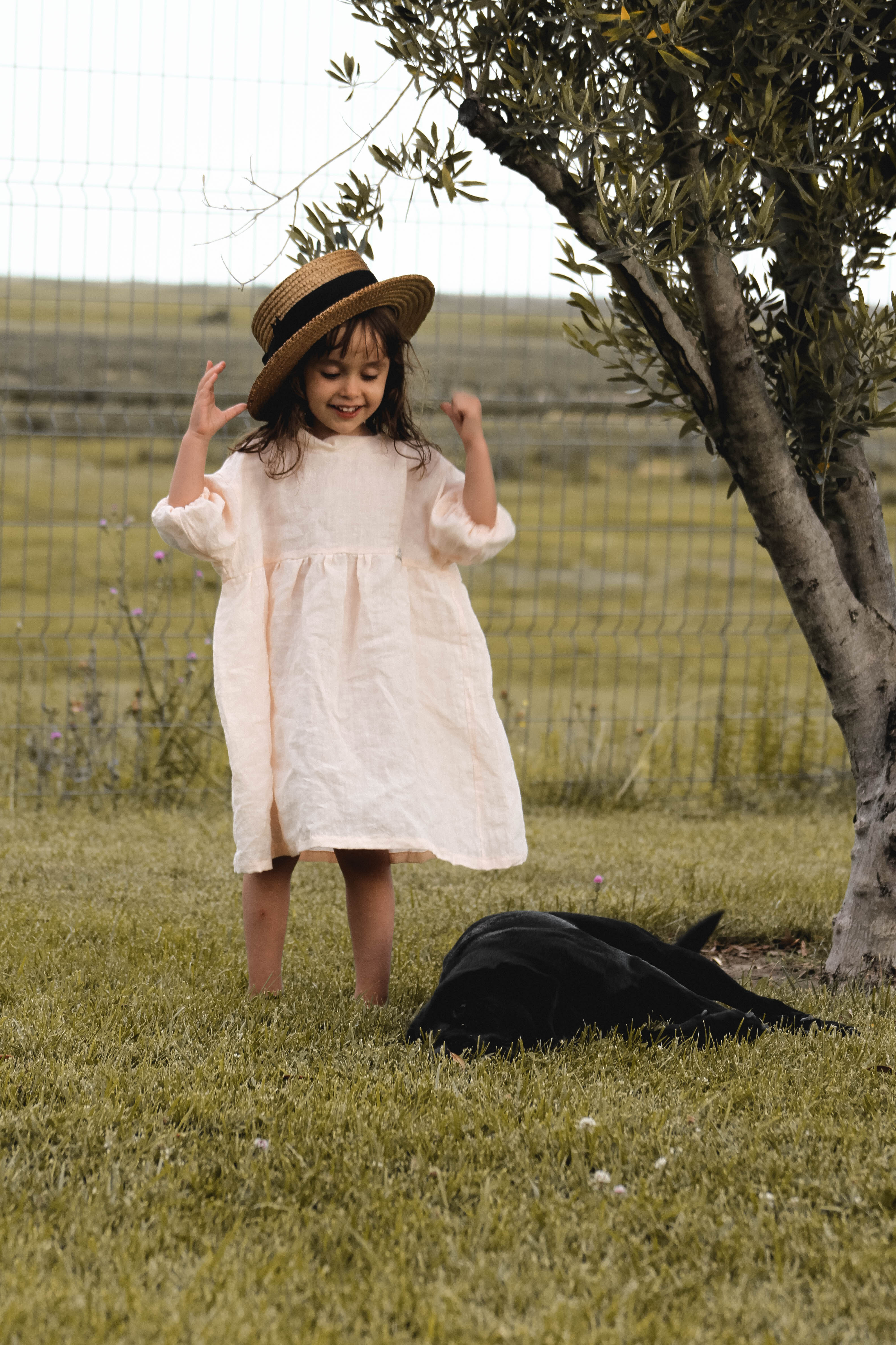 Dusty sand linen dress
