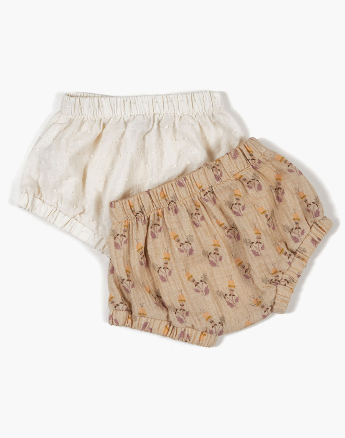 Fleurs d'avril et plumetis écru baby bloomers