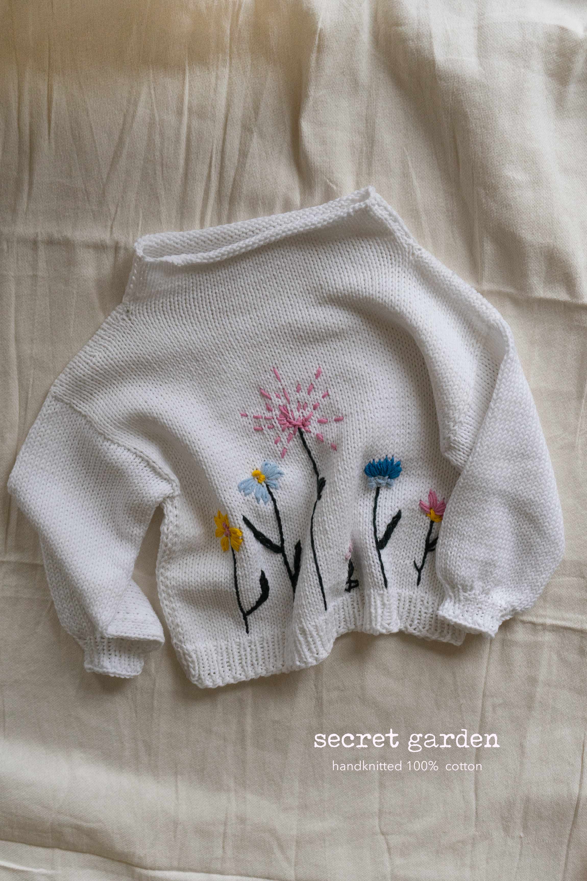 Secret garden hand knitted cotton sweater