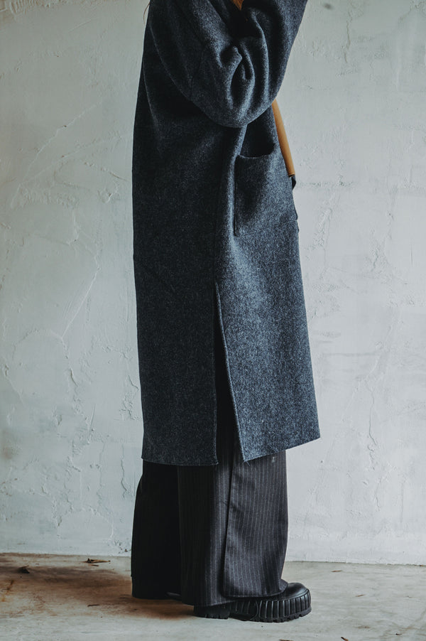 BOILED WOOL TRENCH (DARK BLUE)