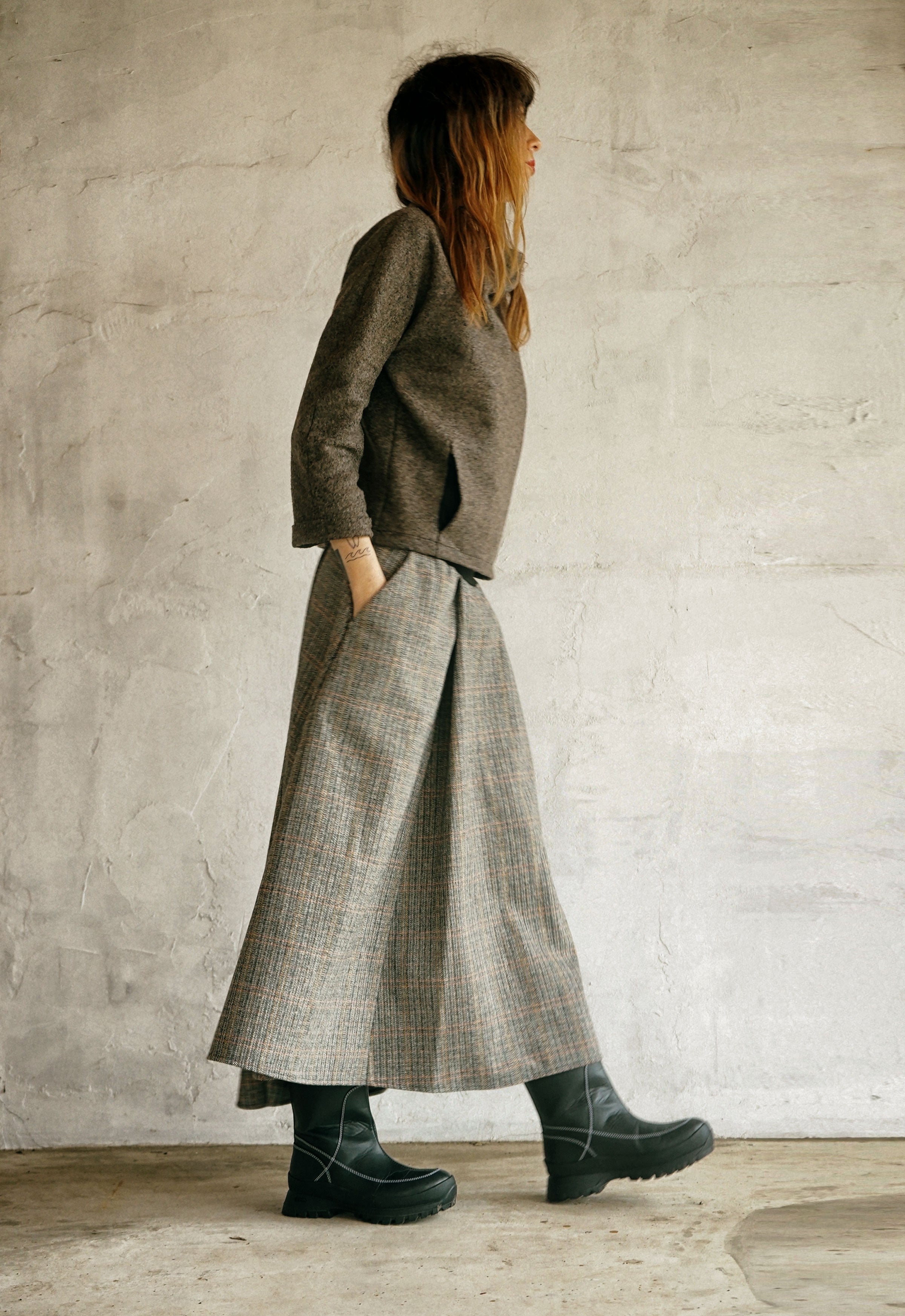 The Atelier Pleated Wool Skirt