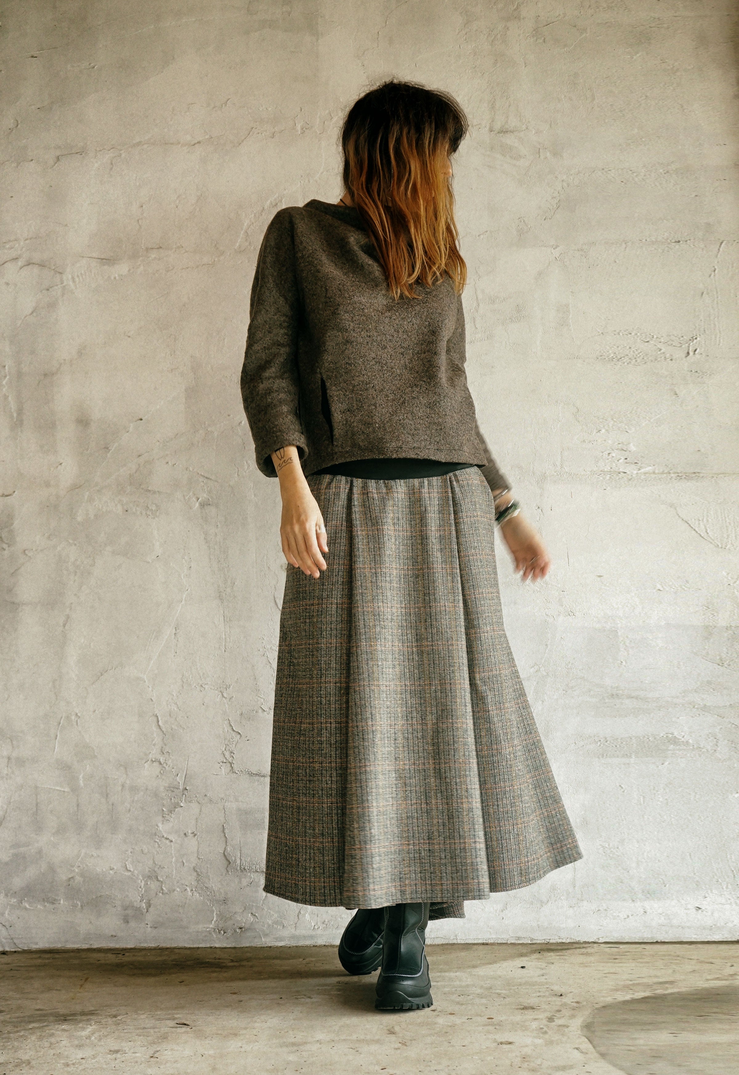 The Atelier Pleated Wool Skirt