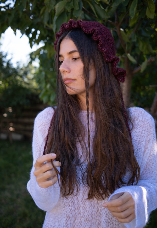 Mulberry Hand Crochet Bonnet