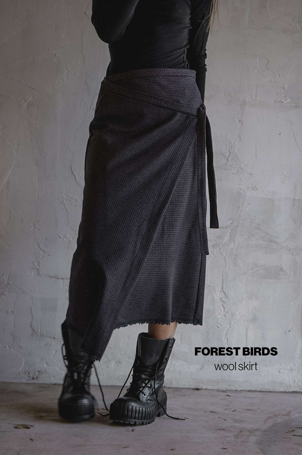 Forest Birds Wool Skirt