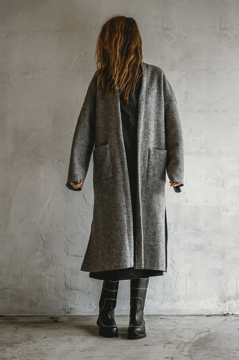 Boiled Wool Trench (Grey)