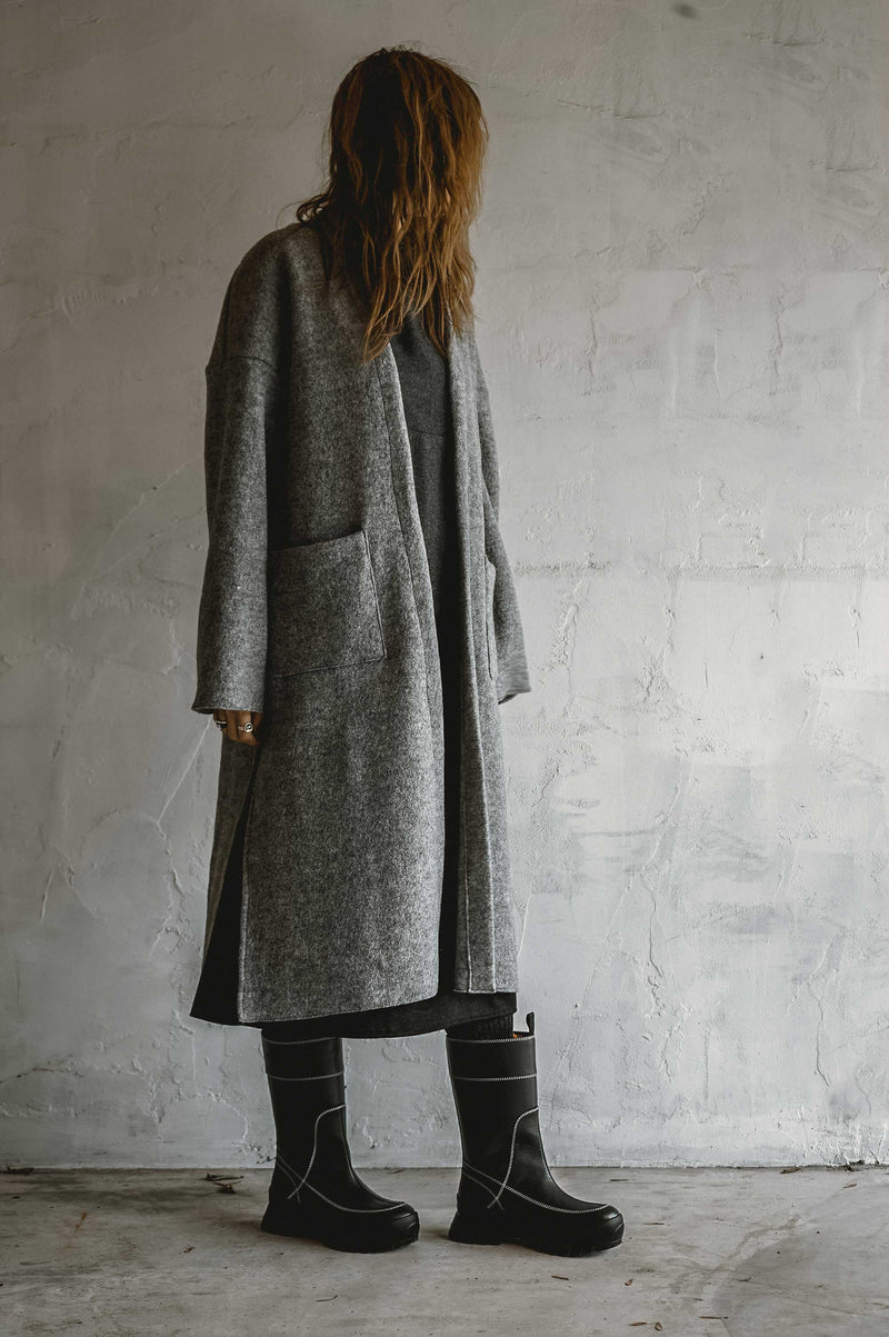 Boiled Wool Trench (Grey)