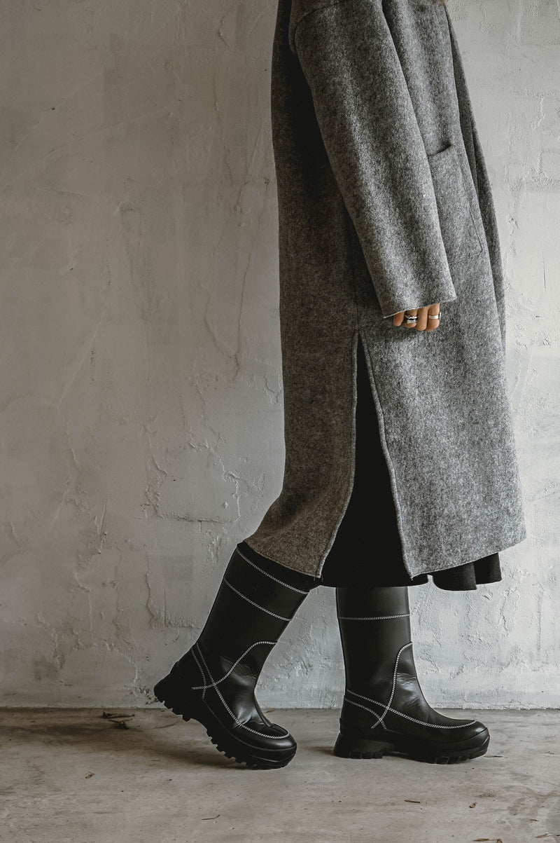 Boiled Wool Trench (Grey)