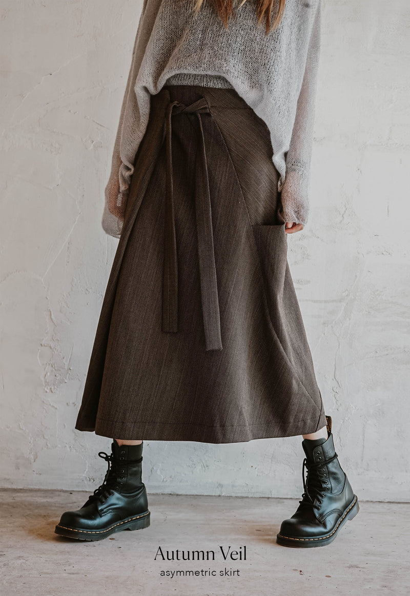 Autumn veil asymmetric skirt