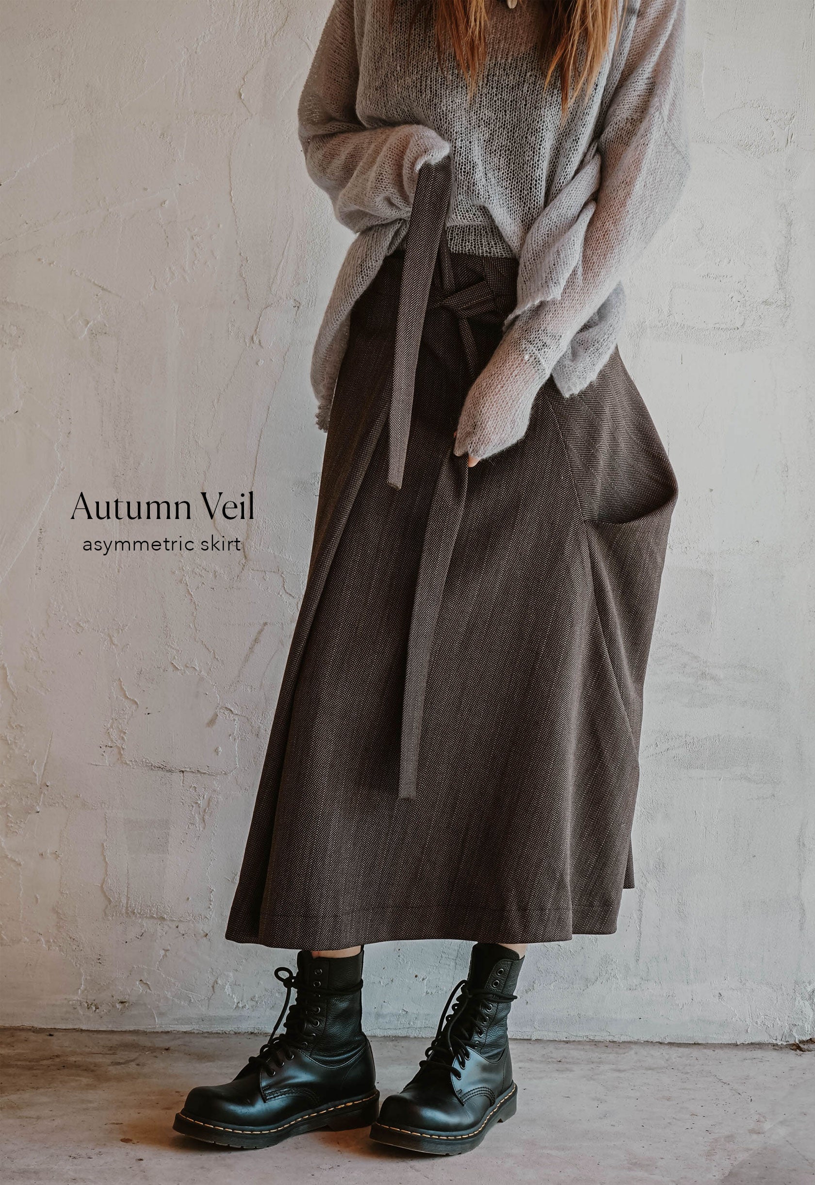 Autumn veil asymmetric skirt