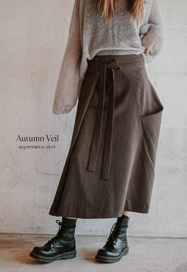 Autumn veil asymmetric skirt