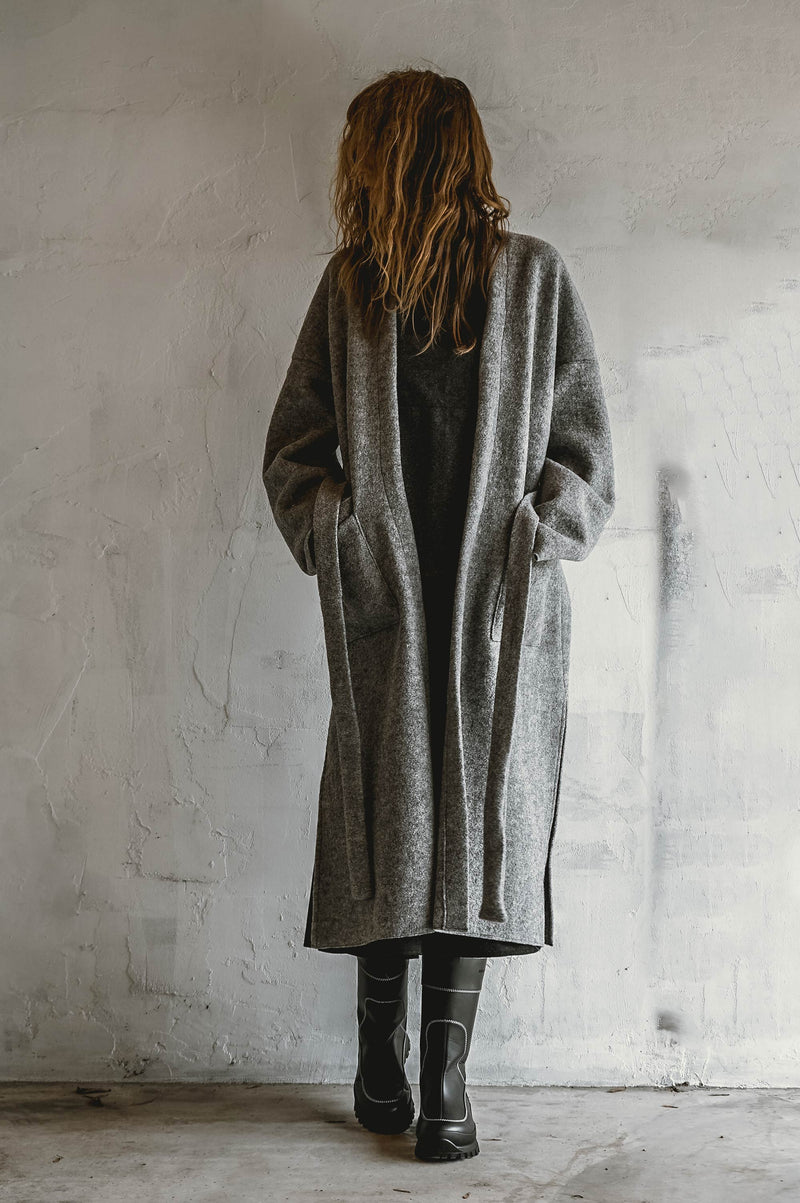 Boiled Wool Trench (Grey)