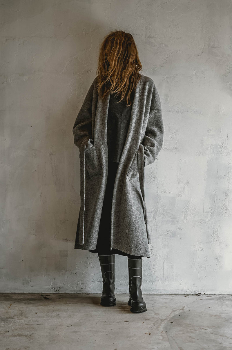 Boiled Wool Trench (Grey)