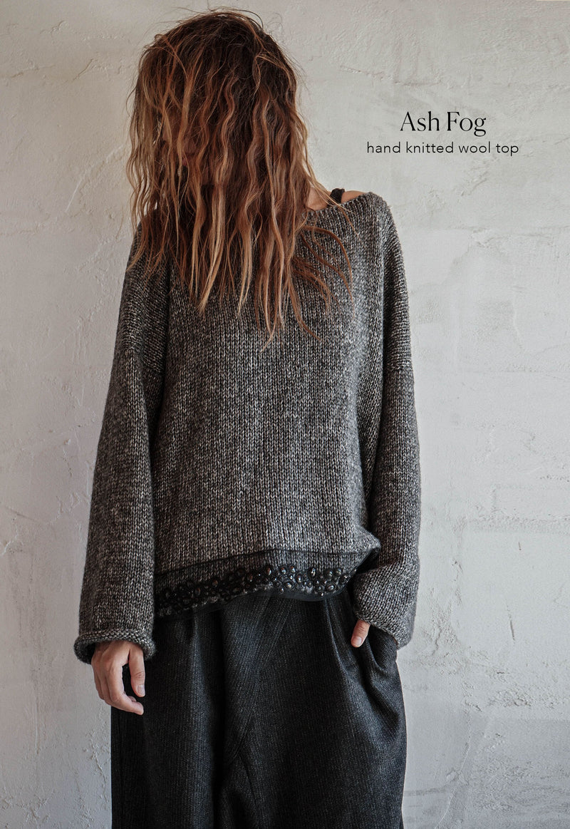 Ash Fog Hand knitted wool top