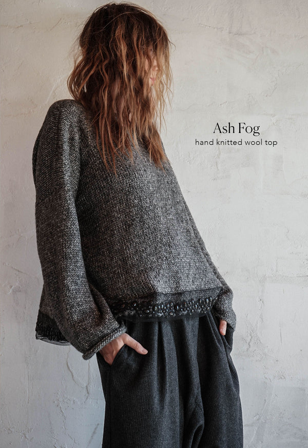 Ash Fog Hand knitted wool top