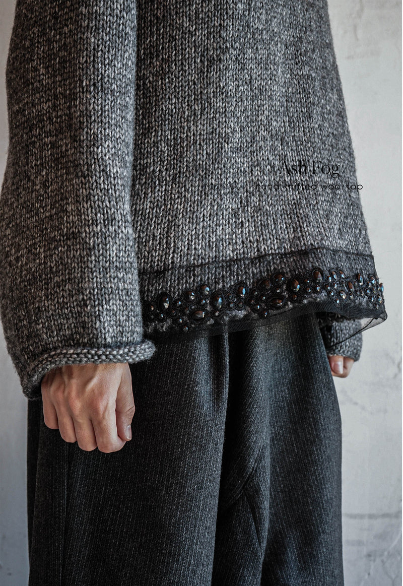Ash Fog Hand knitted wool top