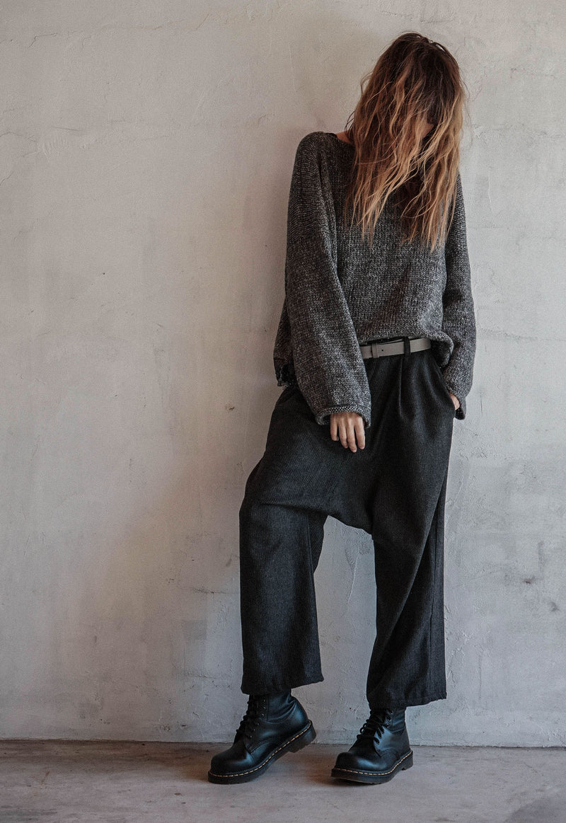 Ash Fog Hand knitted wool top